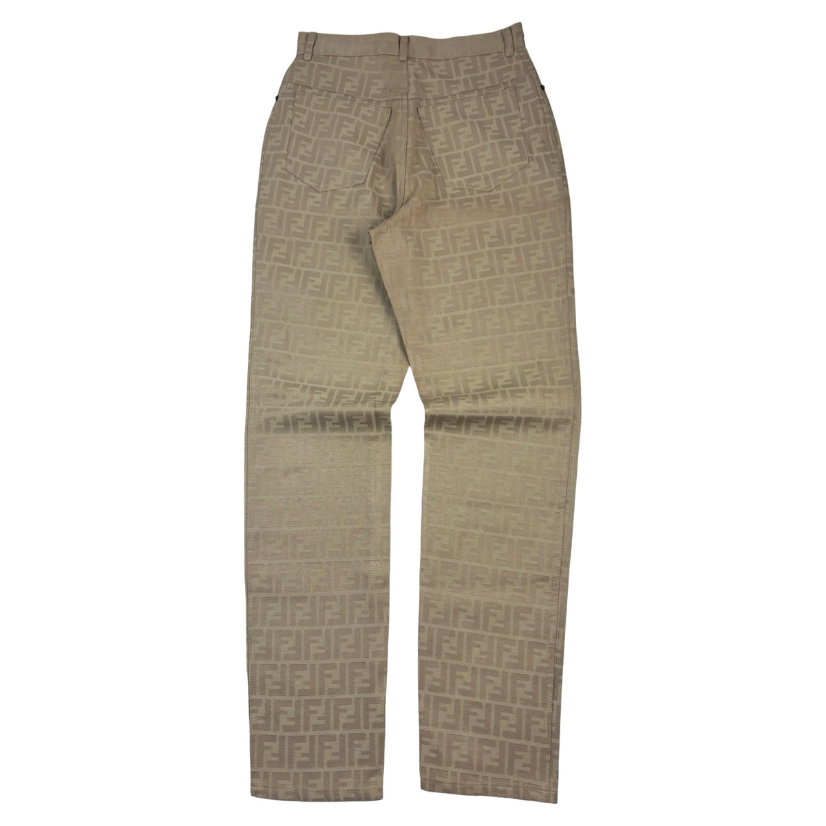 (W) Fendi Zucca Print High Waist Trousers Beige