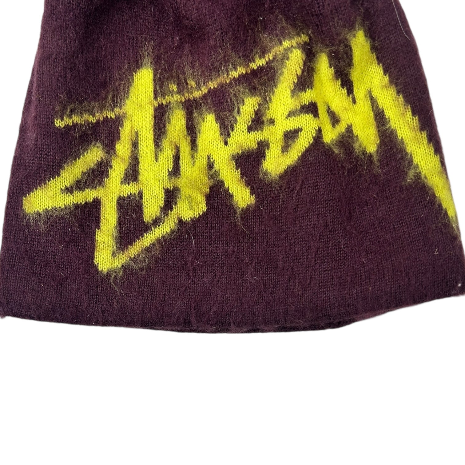 Stussy Brushed Stock Logo Skull Cap Beanie Eggplant