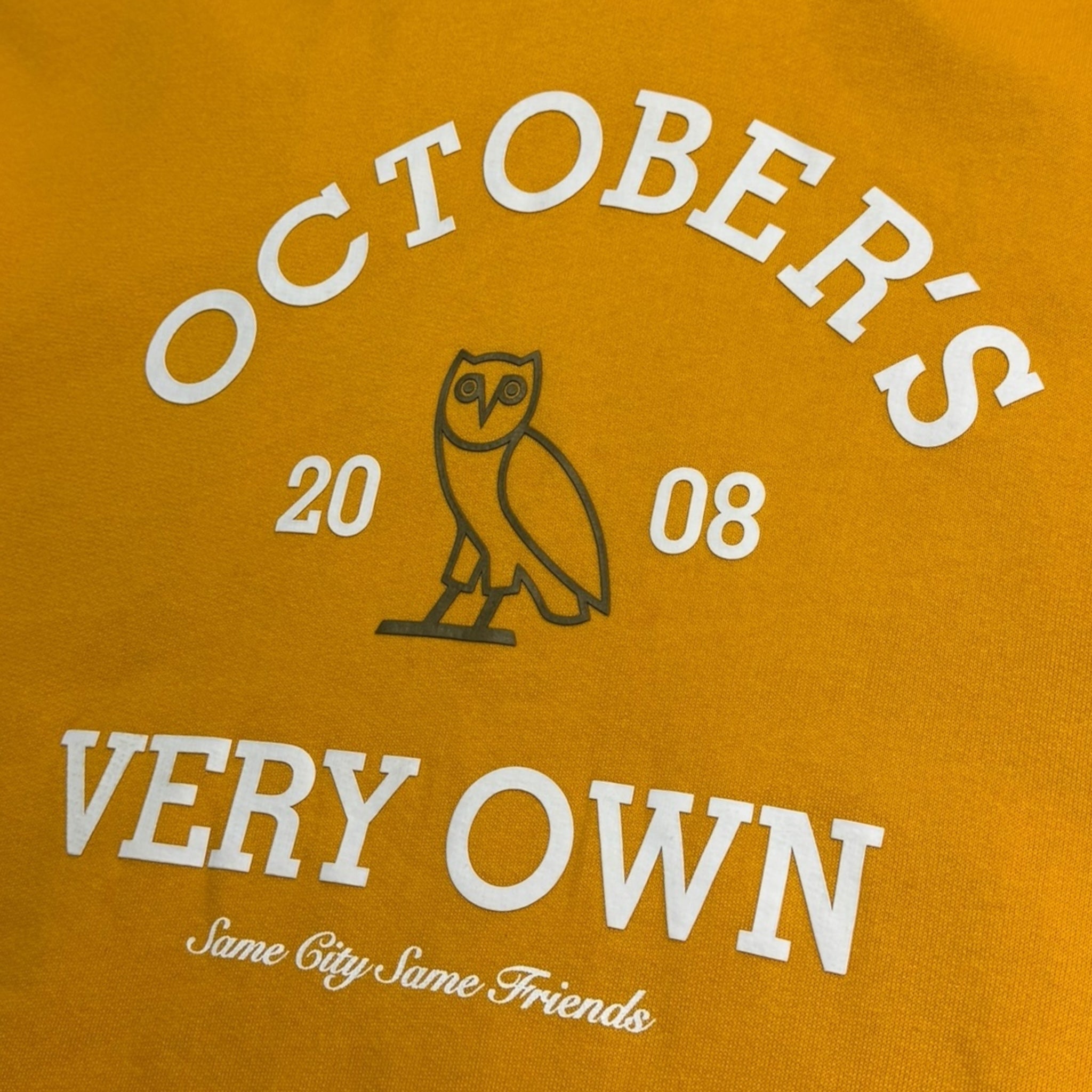 OVO “Same City Same Friends” Spellout Hoodie Yellow