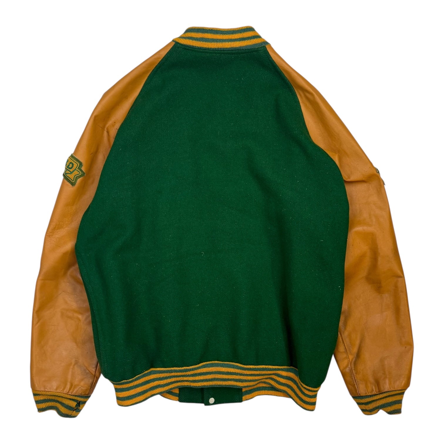 1976 Lakeland College Football Letterman Bomber Jacket Green