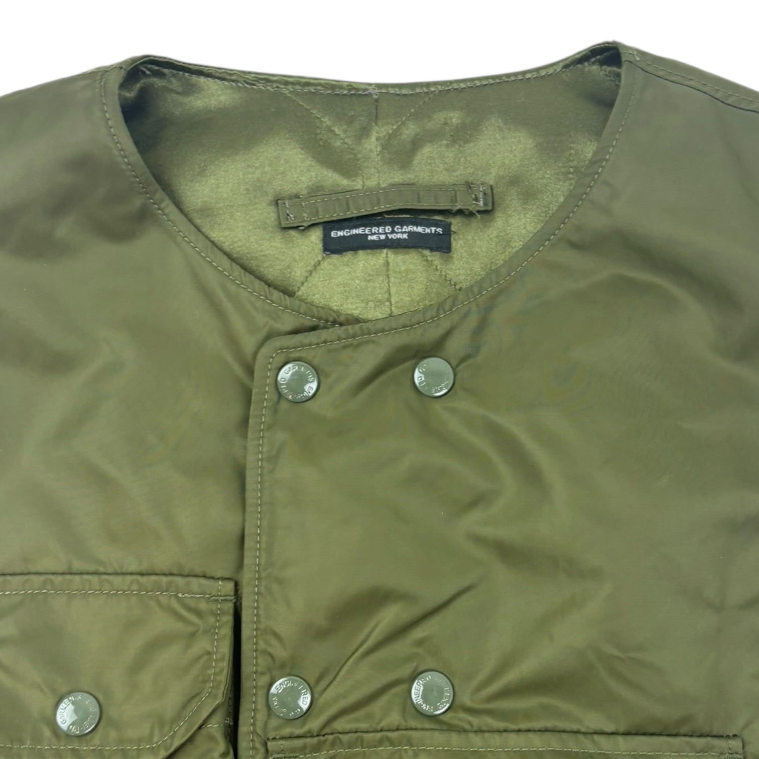 Engineered Garments Ripstop Cover Vest Olive Green