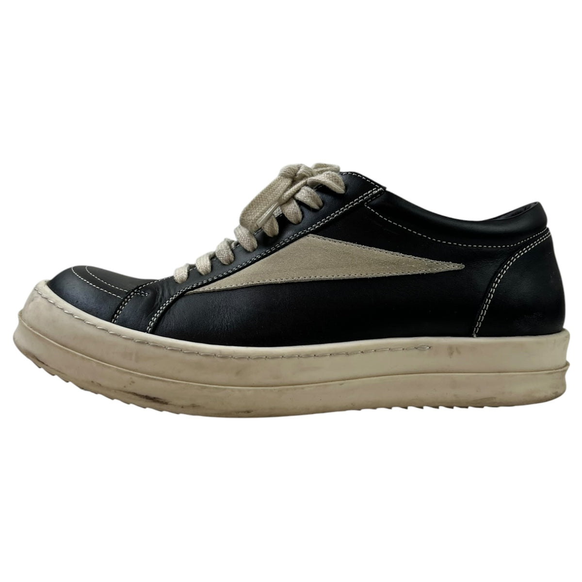 Rick Owen’s Vintage Low Top Sneaker Black and Milk Leather