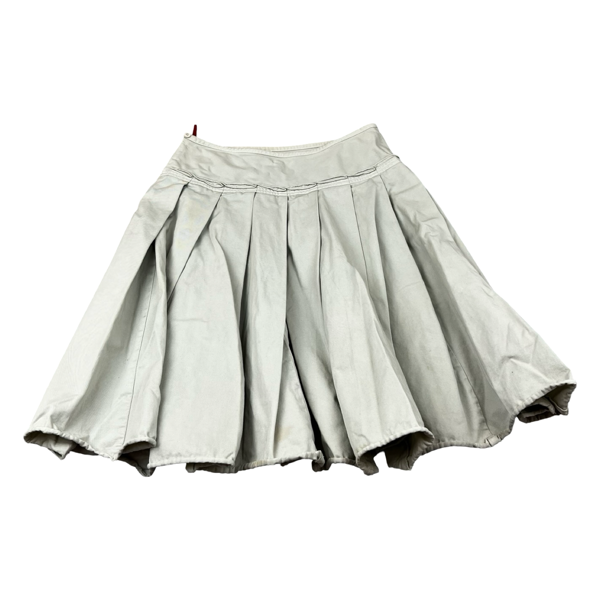 (W) Prada Box Pleated Cotton Skirt