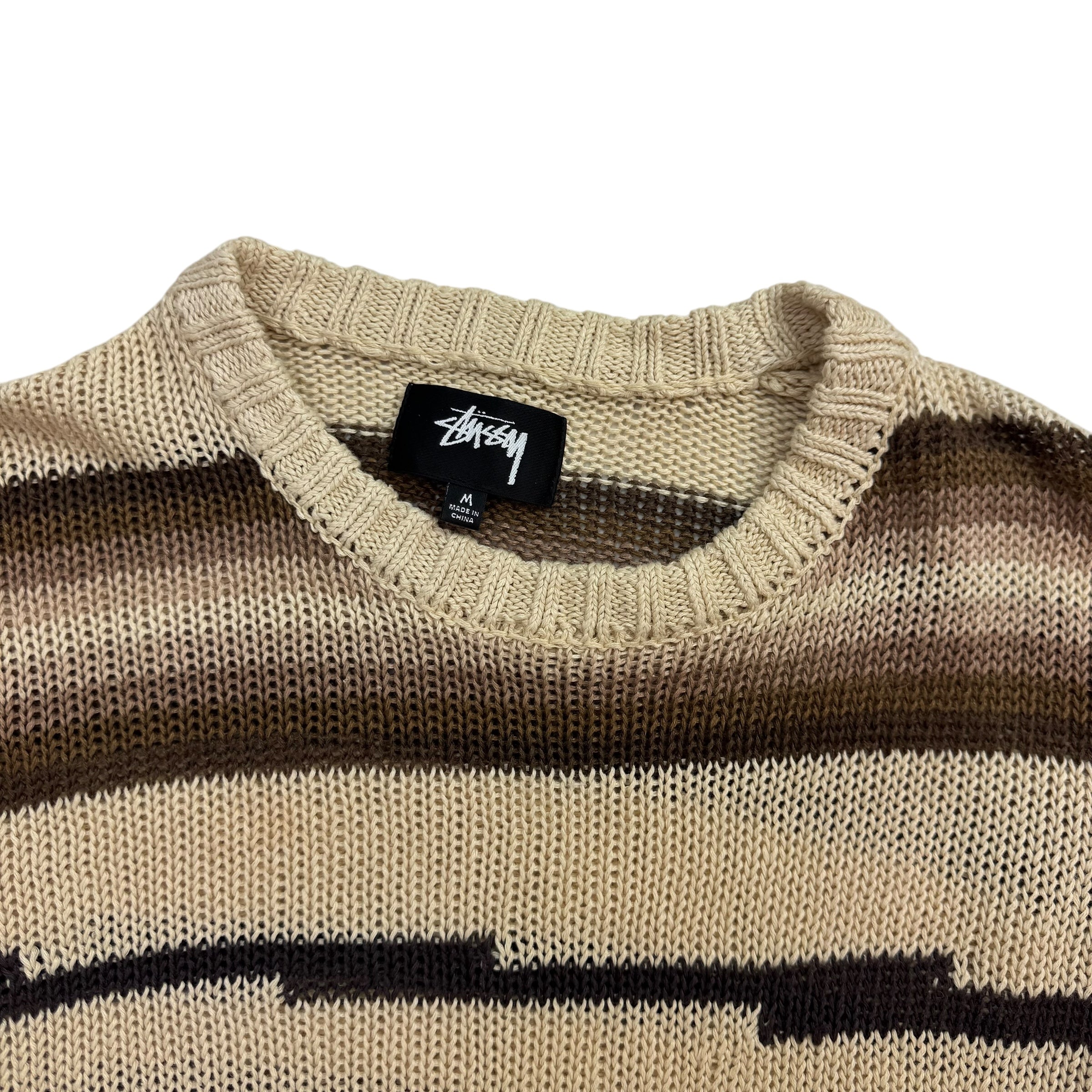 Stussy Tonal Stripe Linen Sweater Natural