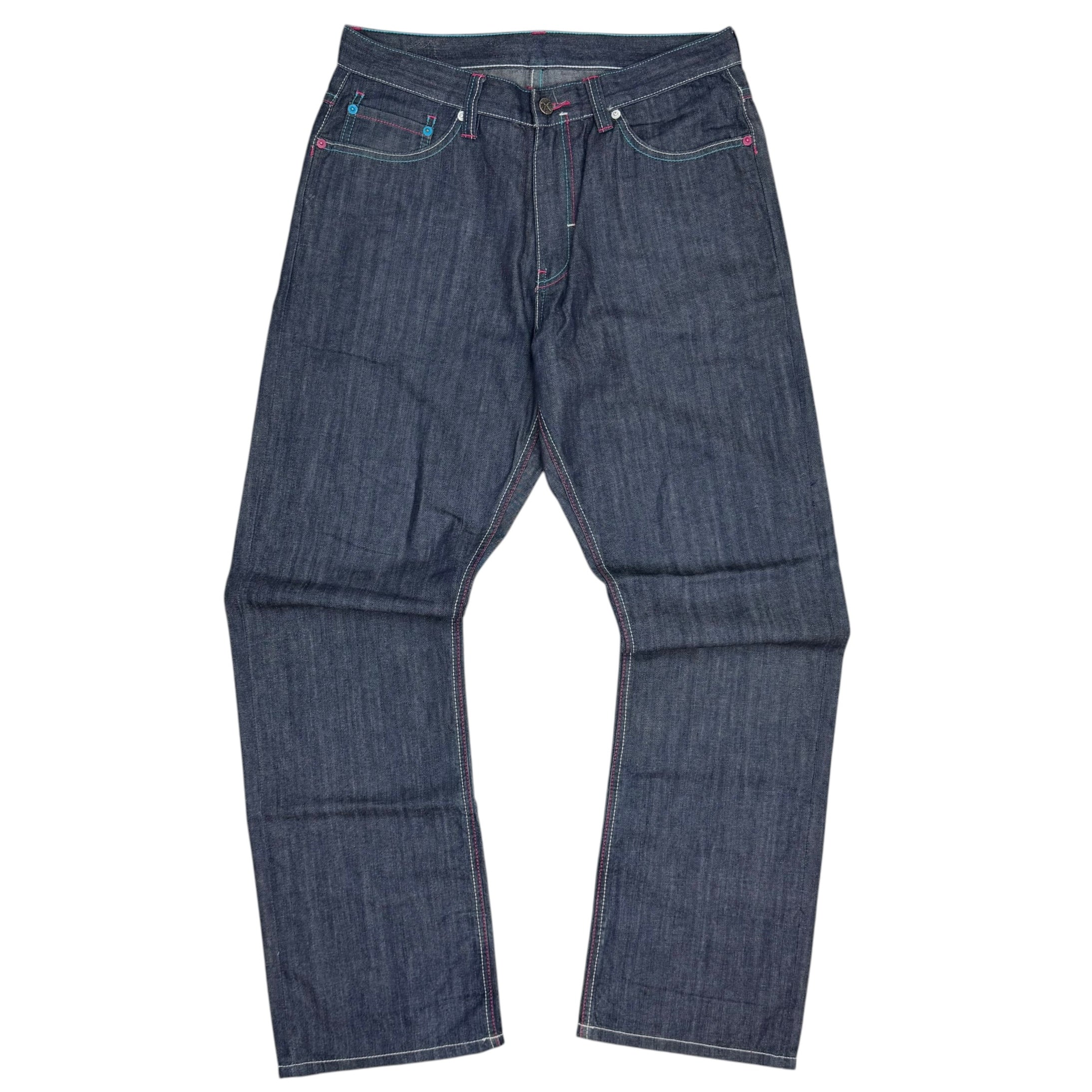 Vintage Artful Dodger “Horrible Death” Embroidered Raw Denim Jeans Indigo