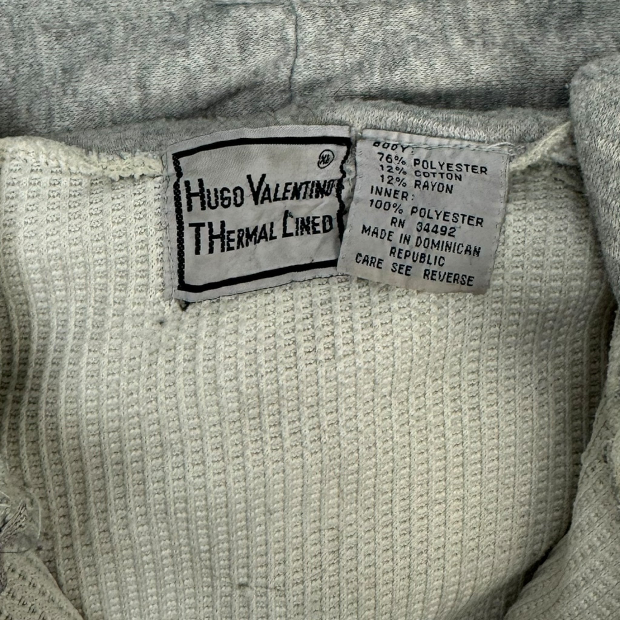 Vintage 80s Thermal Lined Hoodie Grey