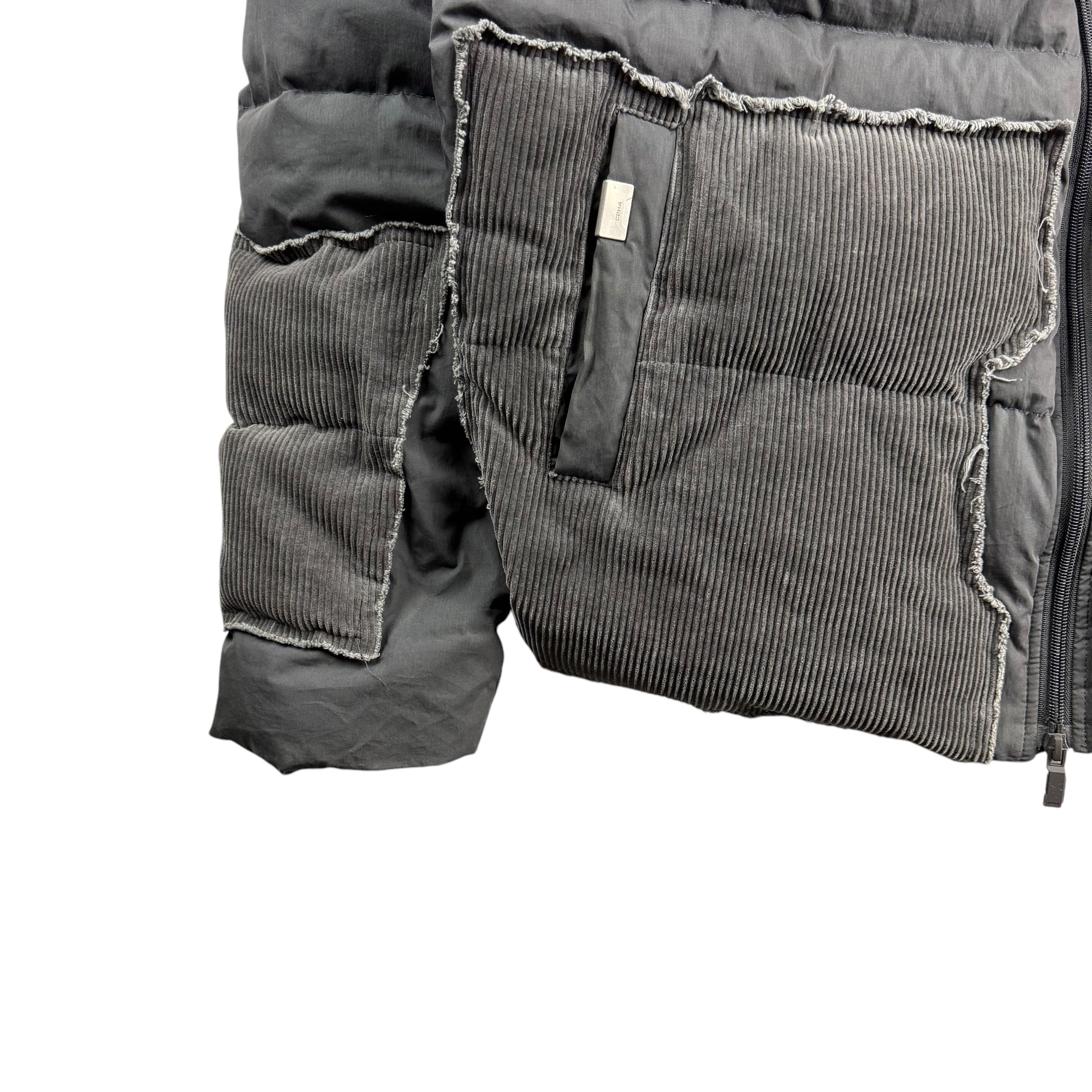 C2H4 Patchwork Down Puffer Jacket Washed Black