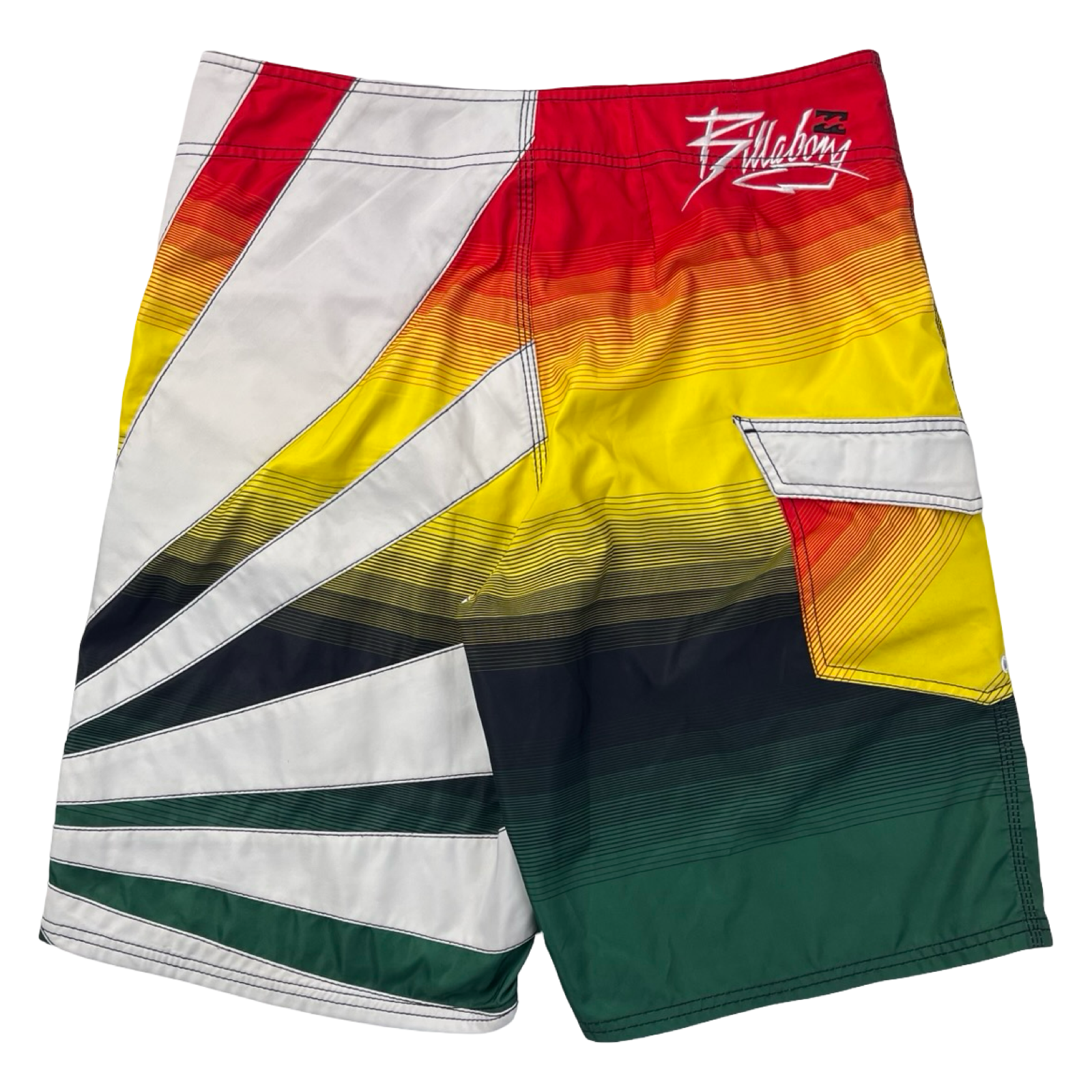 Vintage Y2K Billabong Striped Board Shorts Red/Yellow