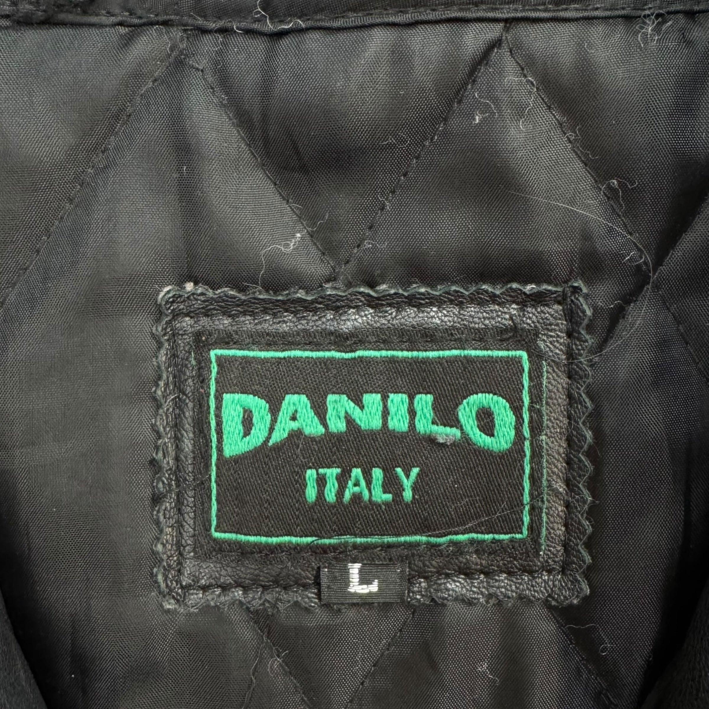 Vintage Danilo Italy Leather Trench Coat Jacket Black