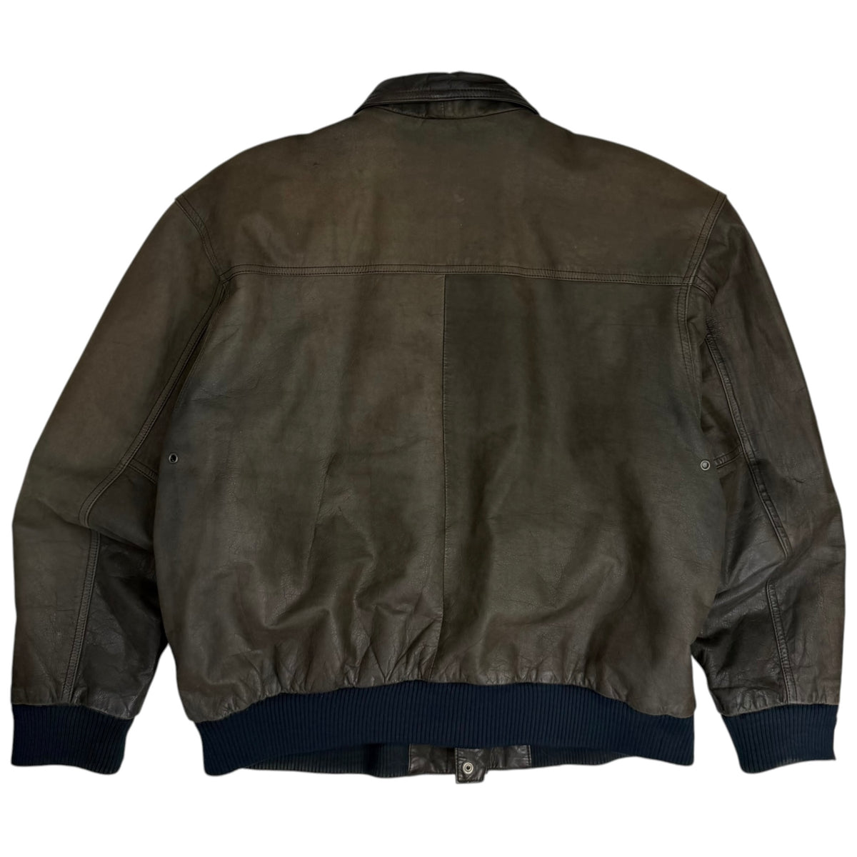 Vintage Leather Bomber Jacket Brown
