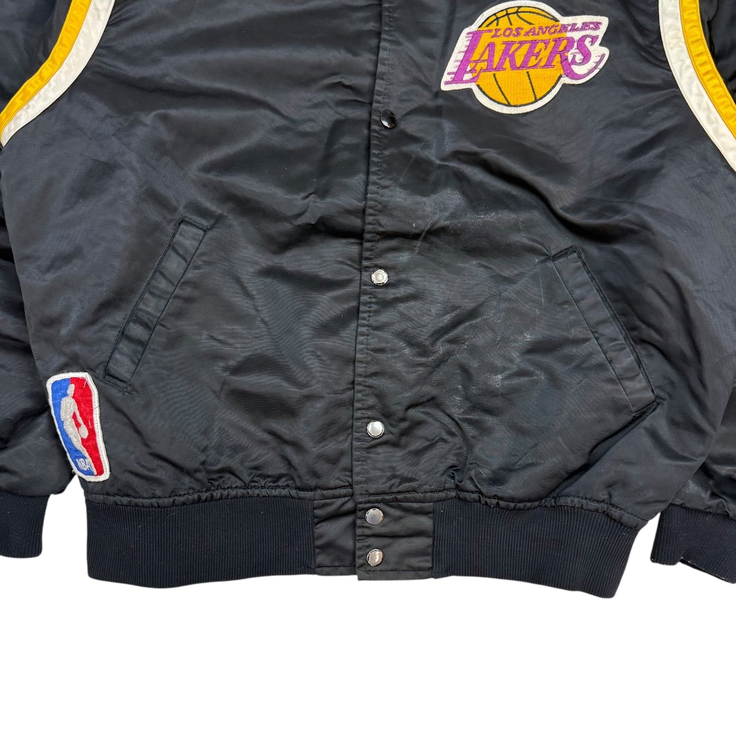 Vintage Starter Los Angeles Lakers Satin Bomber Jacket Black