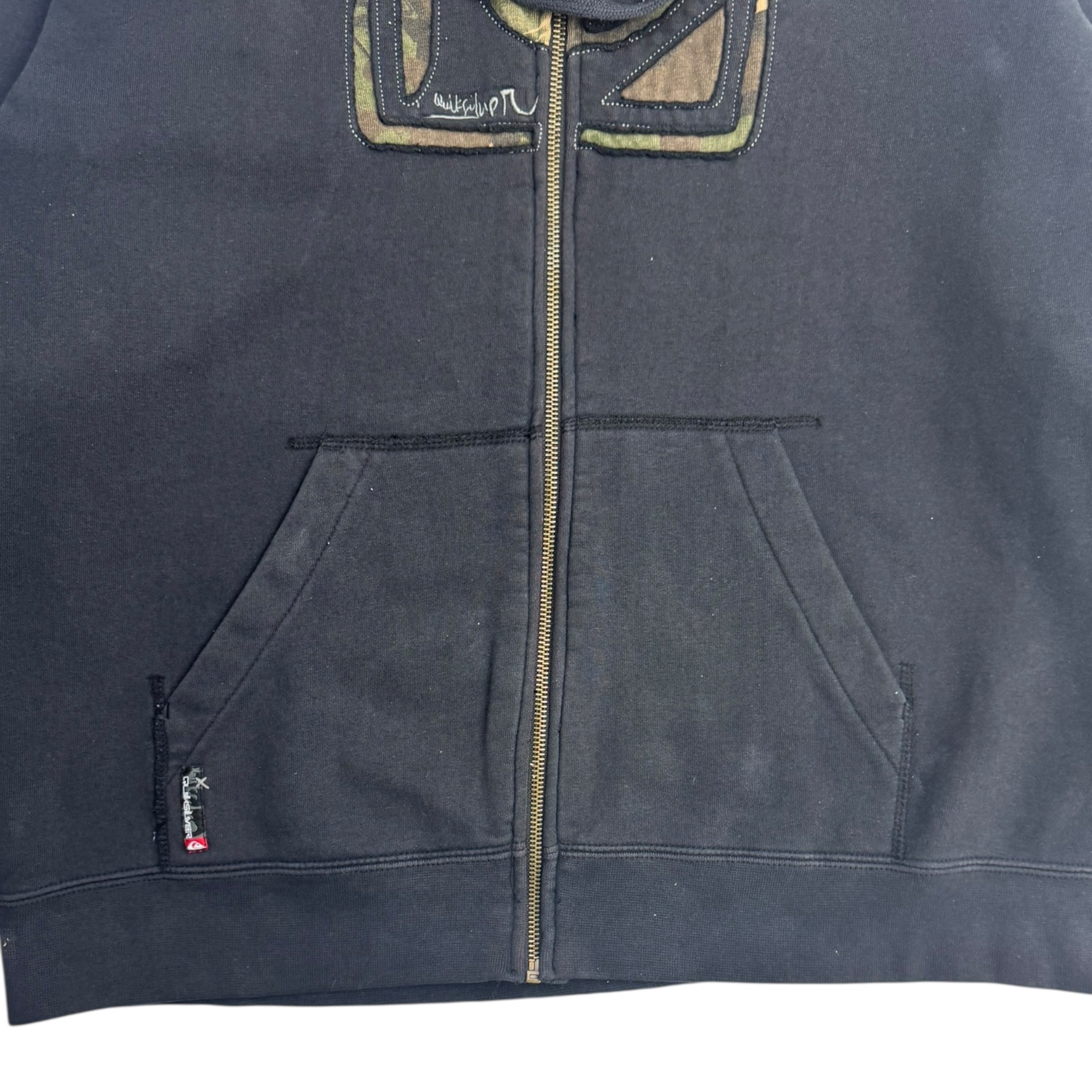 Vintage Y2K Quiksilver Camo Logo Zip Hoodie