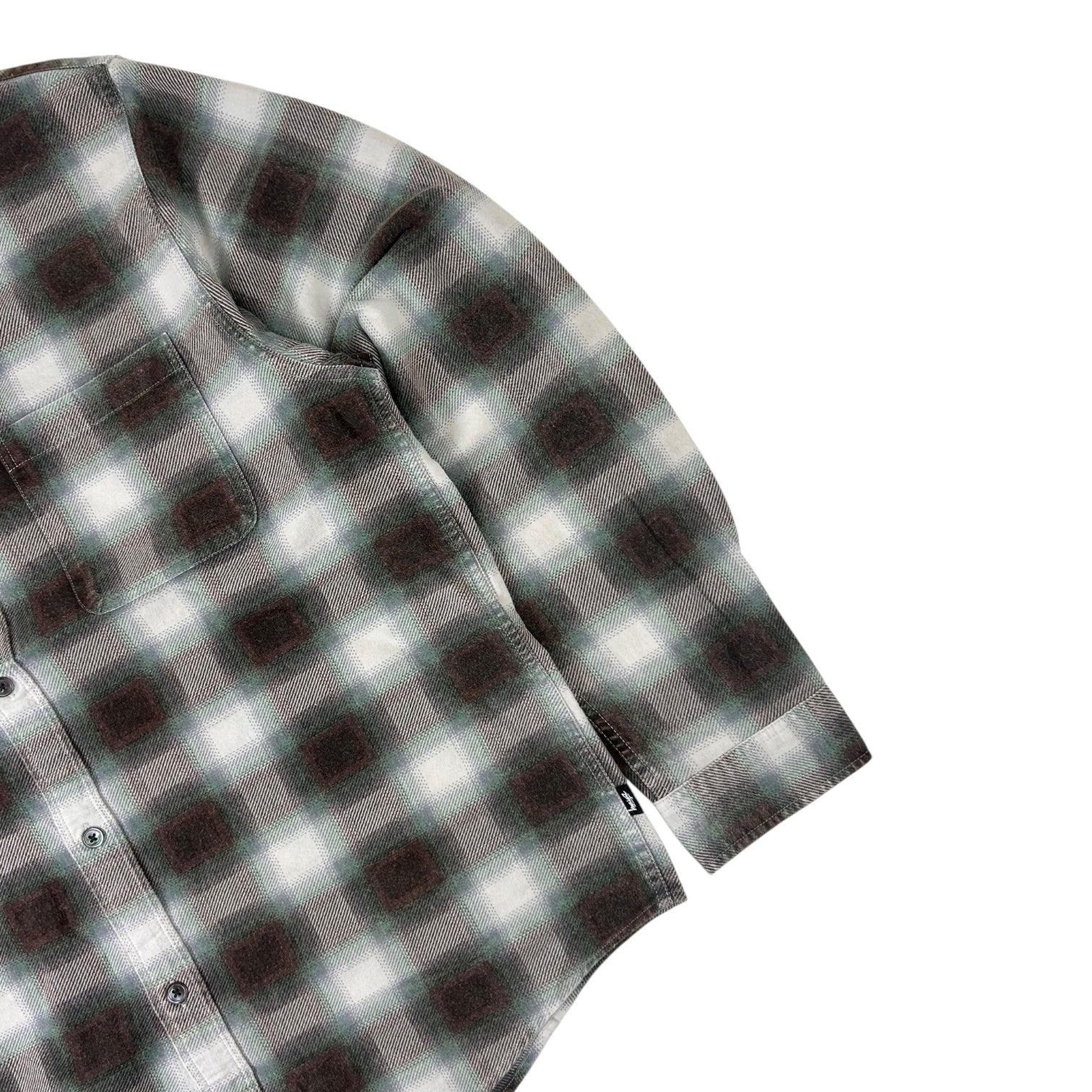 Stussy June Plaid Long Sleeve Button Up Shirt Bone