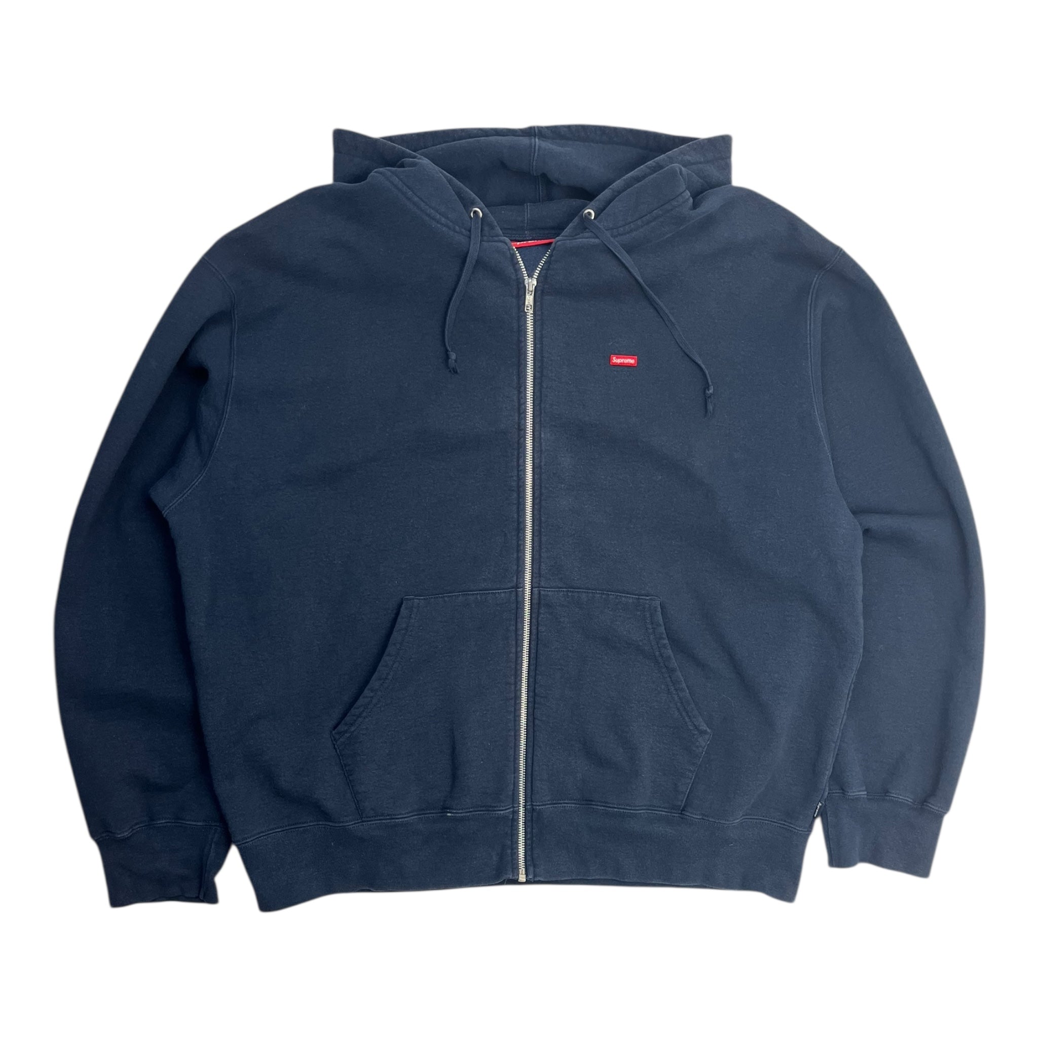 Supreme Pocket Box Logo Zip Up Hoodie Navy