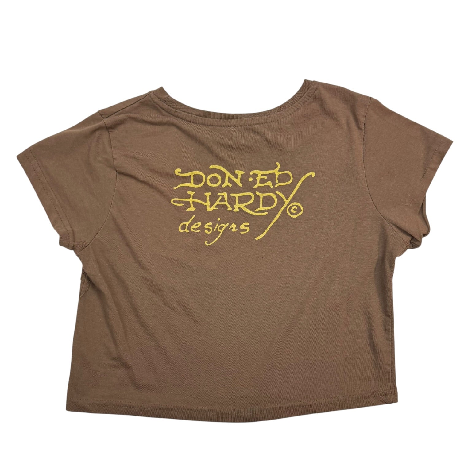 (W) Vintage Christian Audigier Ed Hardy Crop Top Brown