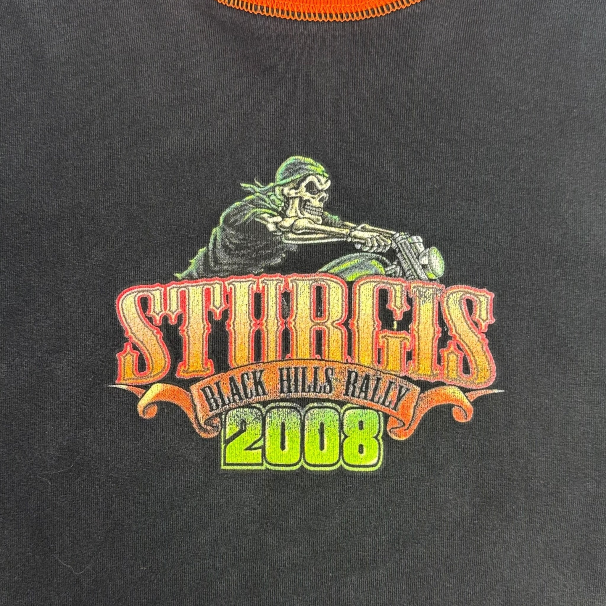 2008 Sturgis Skeleton Biker Thermal Sleeve Layered T-Shirt