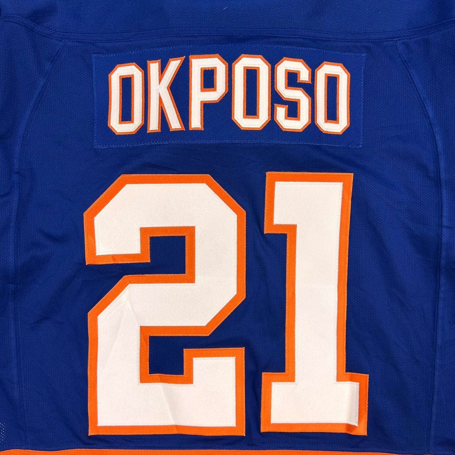 Vintage Reebok Kyle Okposo New York Islanders 2015-2016 Home Jersey Blue/Orang/White