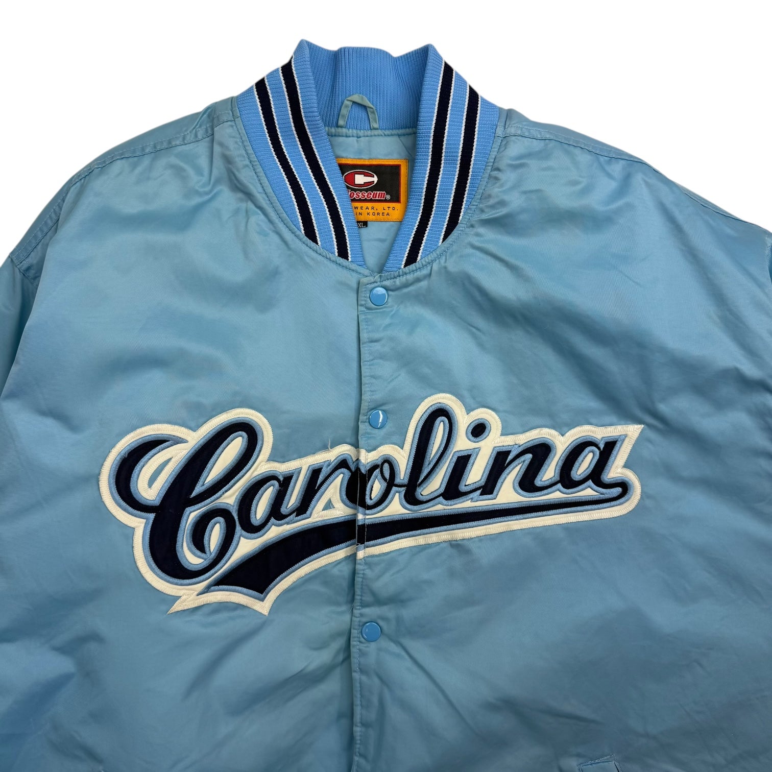 Vintage North Carolina Tarheels Bomber Jacket Light Blue