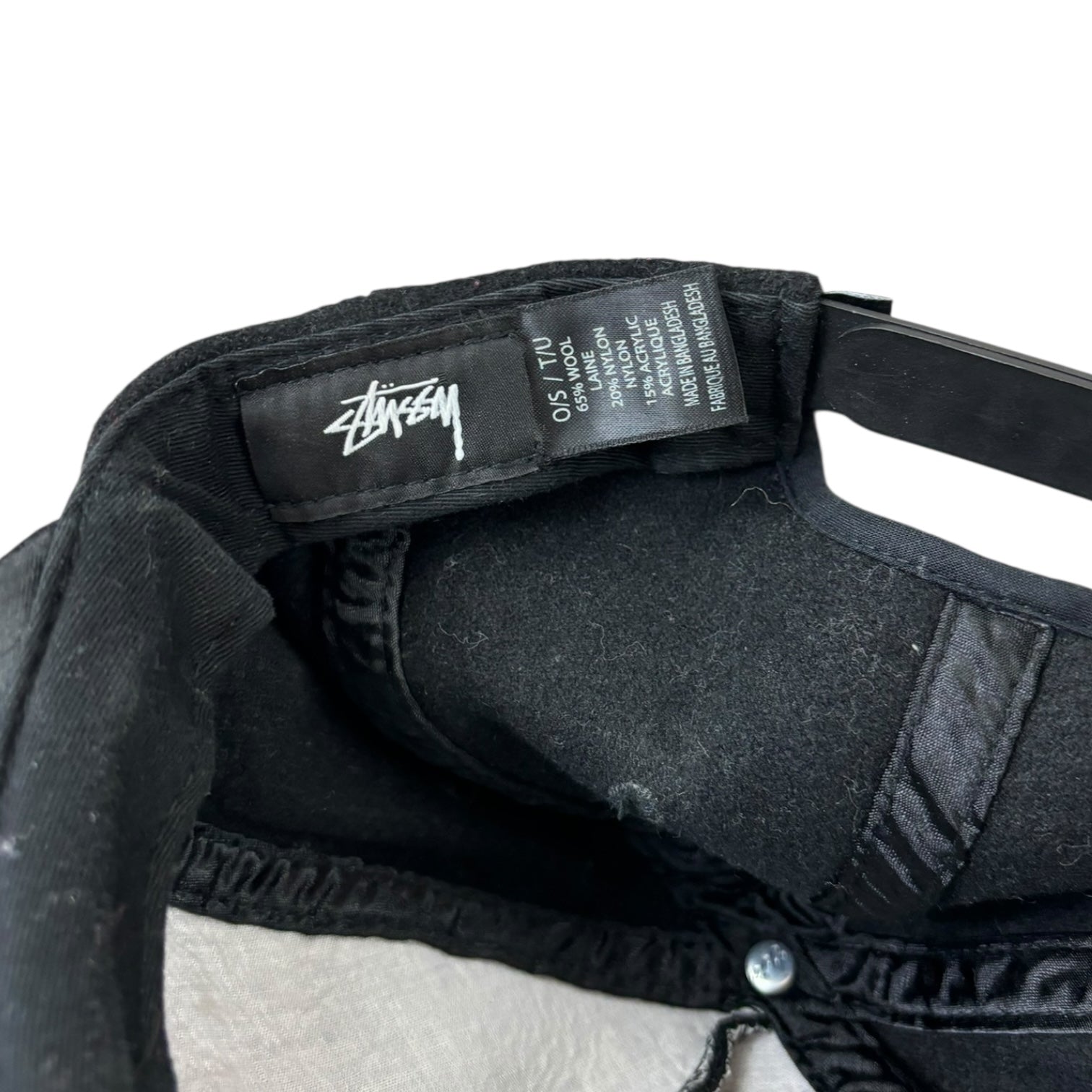 Stussy Tonal Wool SS Link SnapBack Hat Black