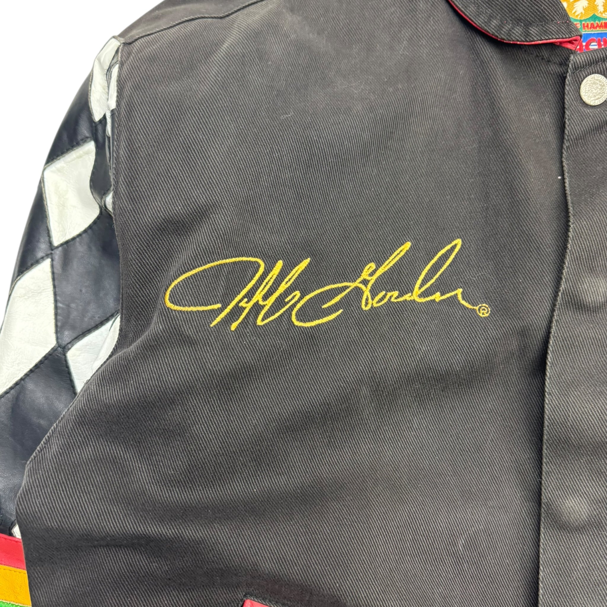 Vintage Jeff Hamilton Leather & Canvas NASCAR Jacket