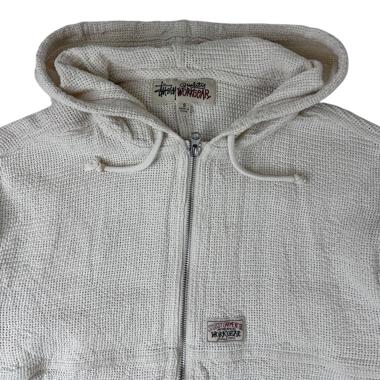 Stussy Workgear Mesh Zip Up Hoodie Bone