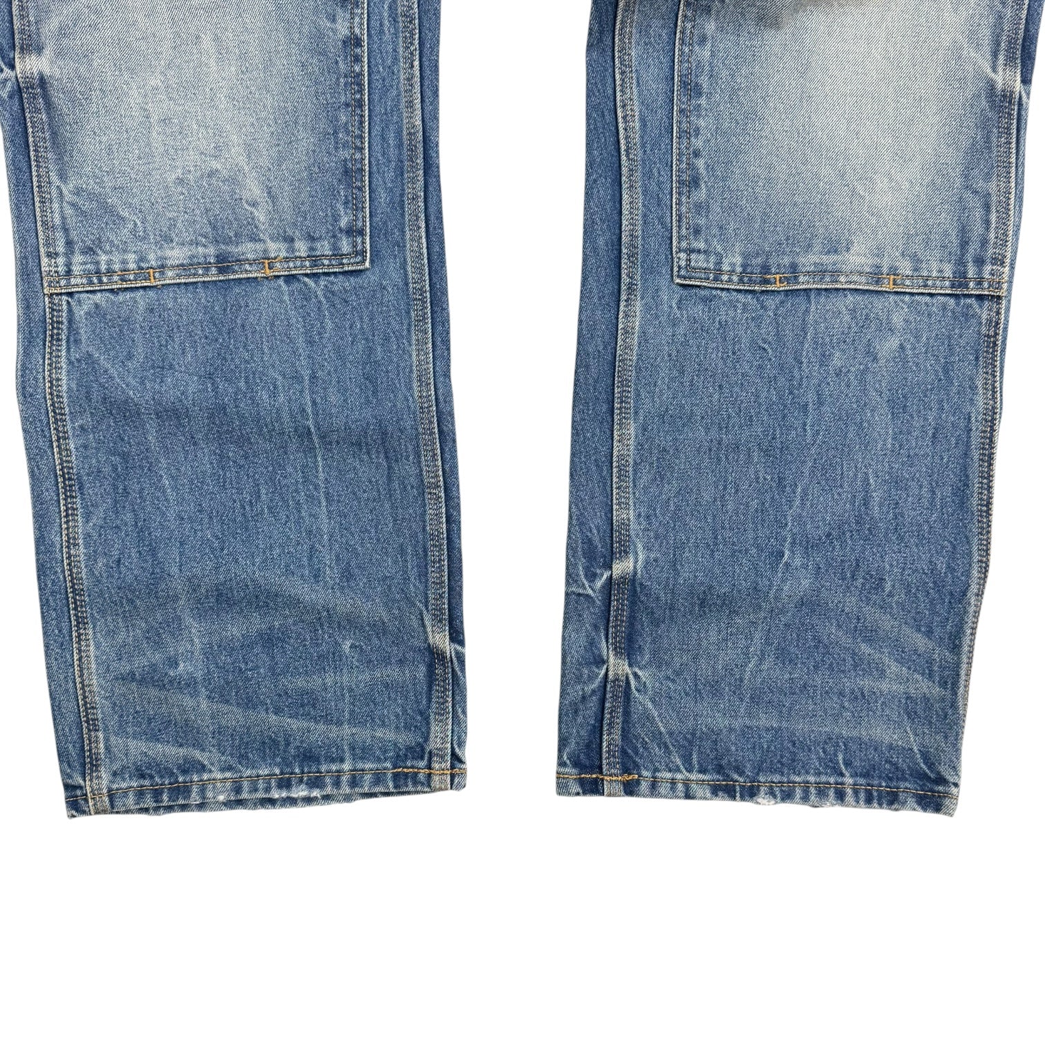 Akimbo Distressed Denim Double Knee Pants Medium Wash