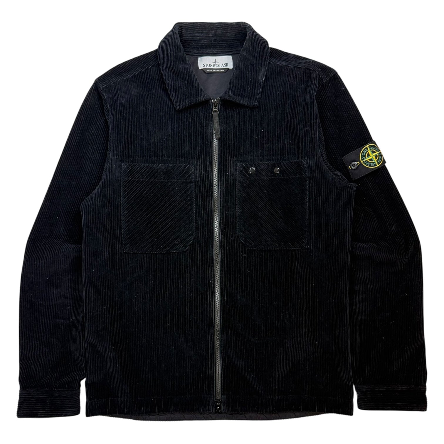 Stone Island Corduroy Zip Up Jacket Black