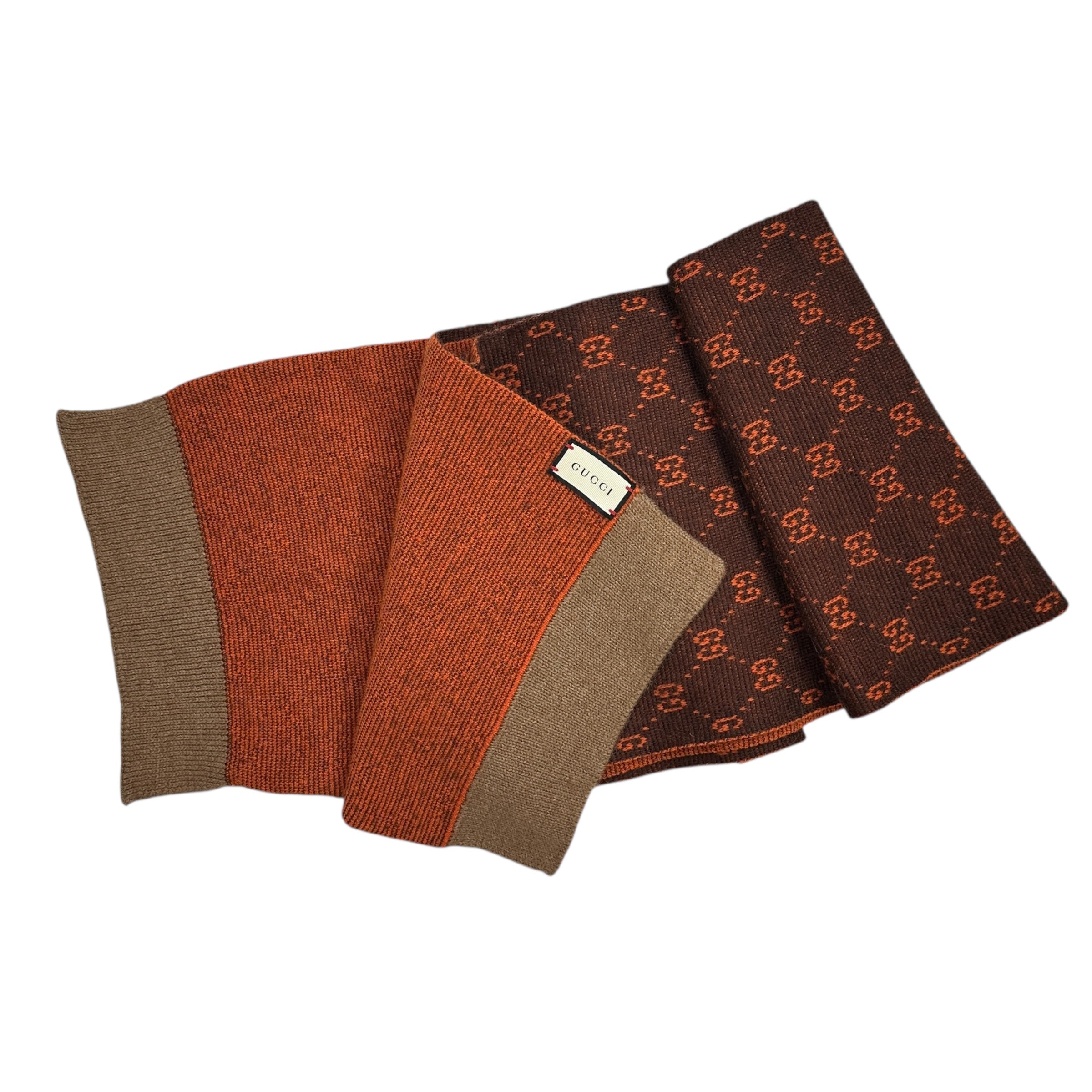 Gucci Wool Alpaca Big GG Monogram Scarf Rust