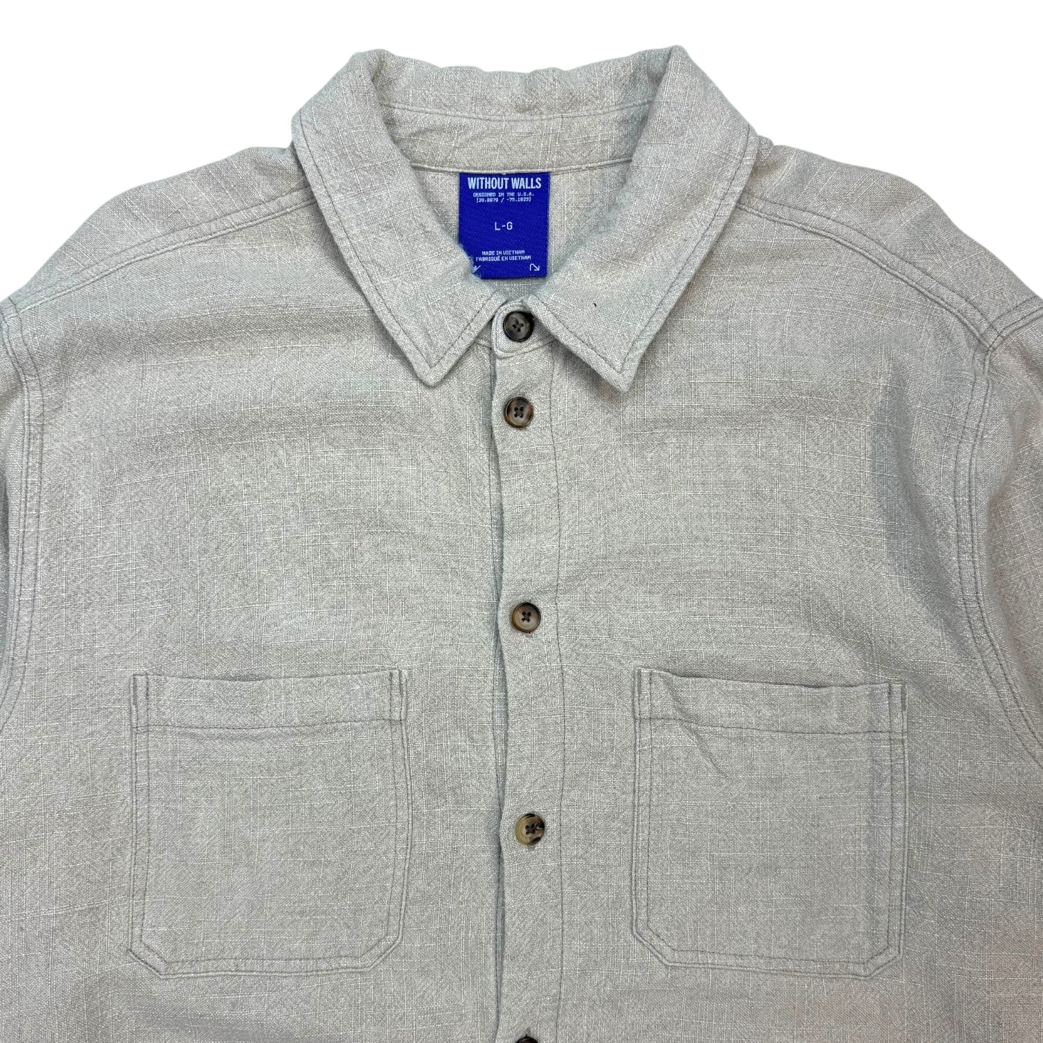 Without Walls Textured Linen Button Up Shirt Cream