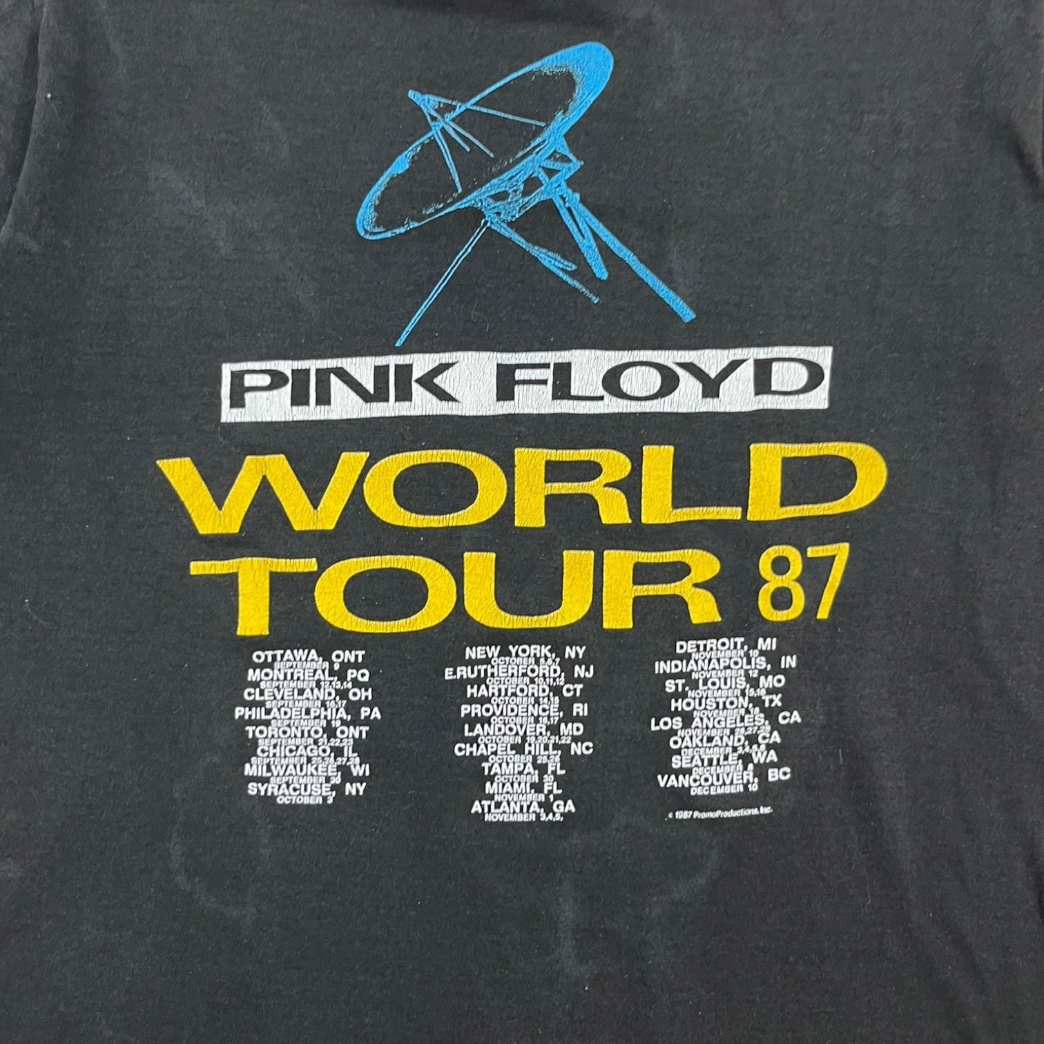 1987 Pink Floyd World Tour Tee Black