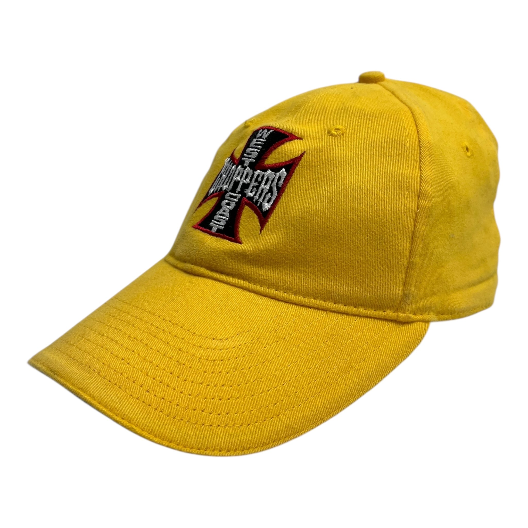 Vintage West Coast Chopper Iron Cross Hat Yellow