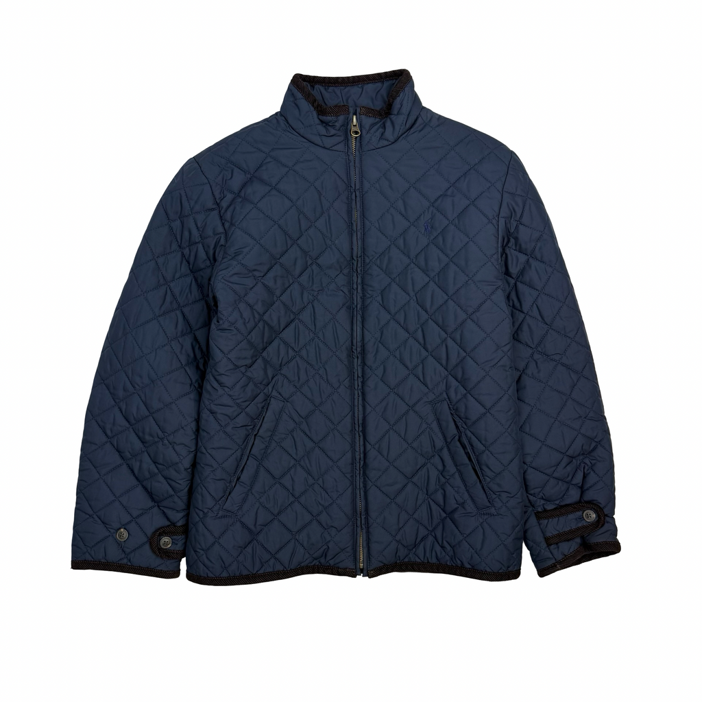 W) Polo Ralph Lauren Quilted Zip Up Jacket Navy Blue