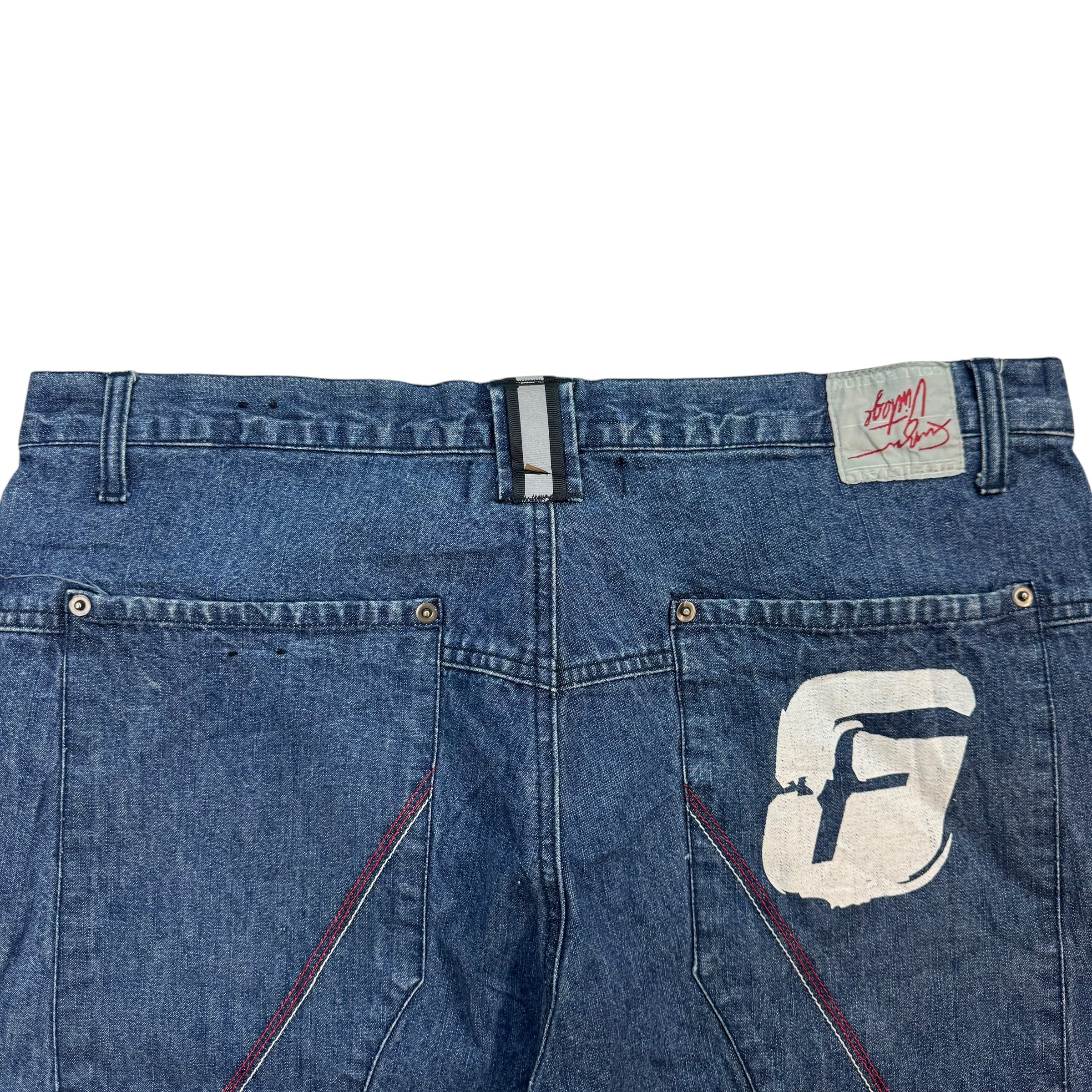 Vintage Fubu Double Knees Denim Shorts Indigo Blue