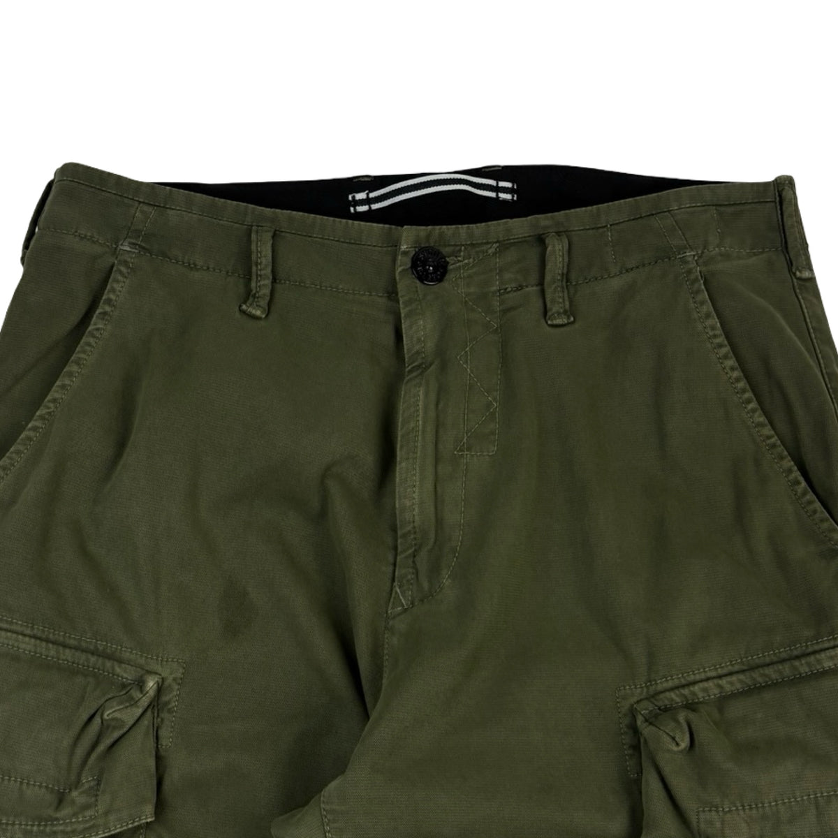 Stone Island Stretch Cotton Twill Cargo Trousers Military Green