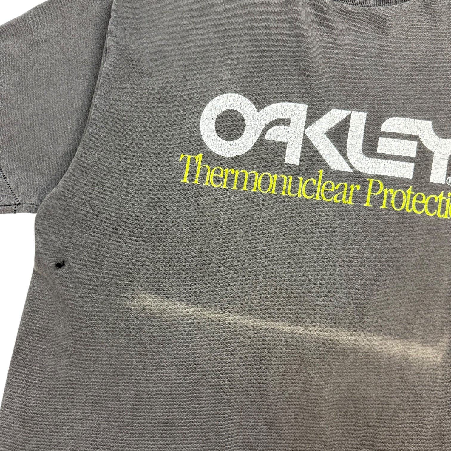 Vintage Oakley Thermonuclear Protection Tee Faded Grey