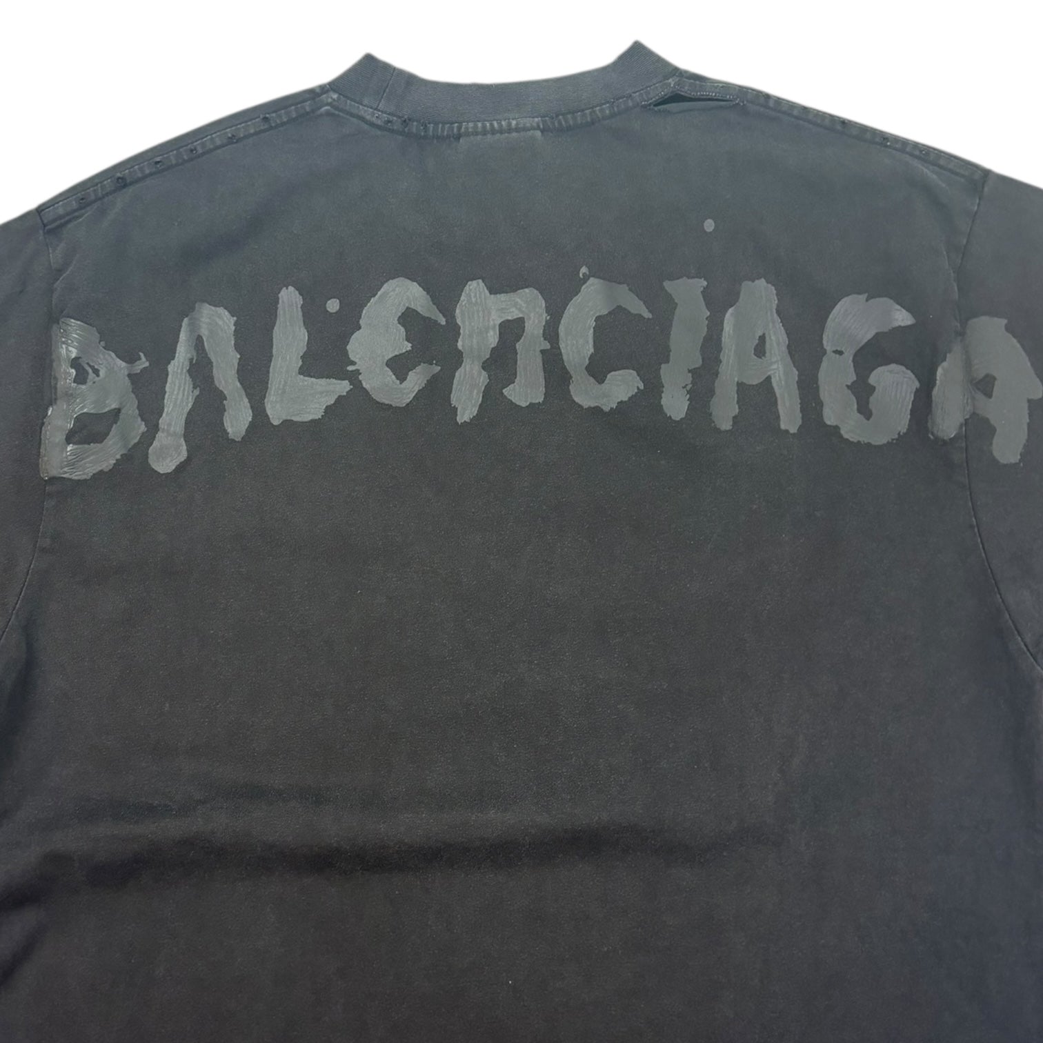 Balenciaga Oversized Painted Logo T-Shirt Black