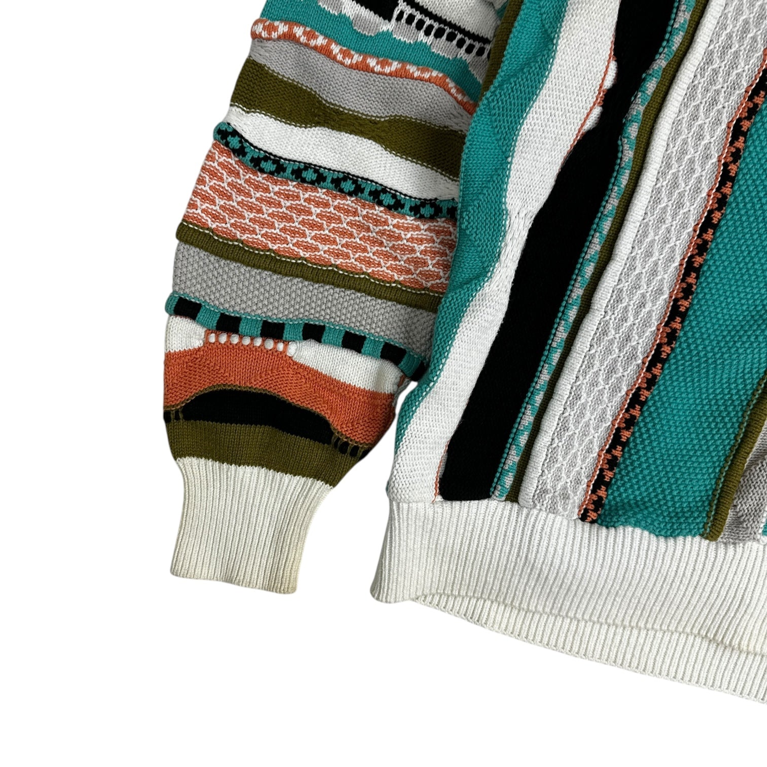 Vintage Tosani V Neck 3D Knit Sweater Multi Colour