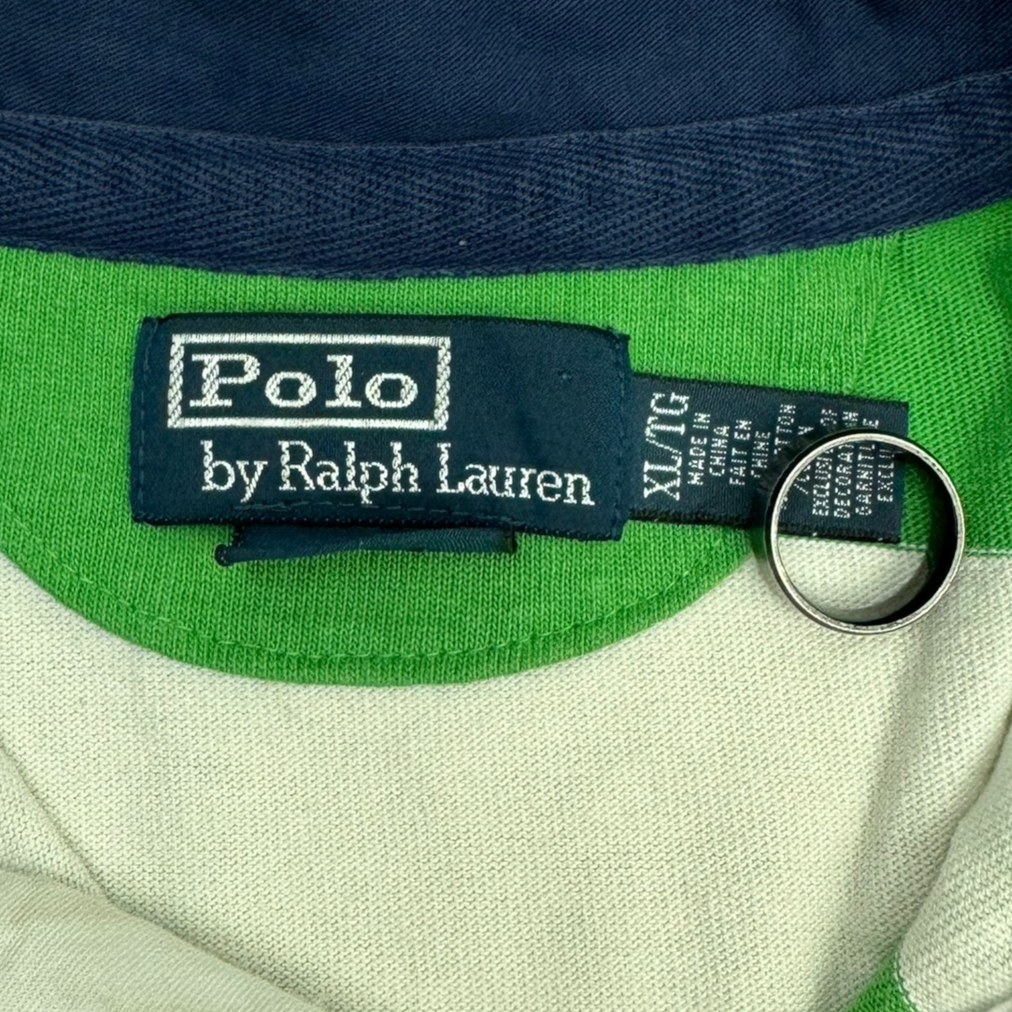 Vintage Polo Ralph Lauren Striped Collared Rugby Green