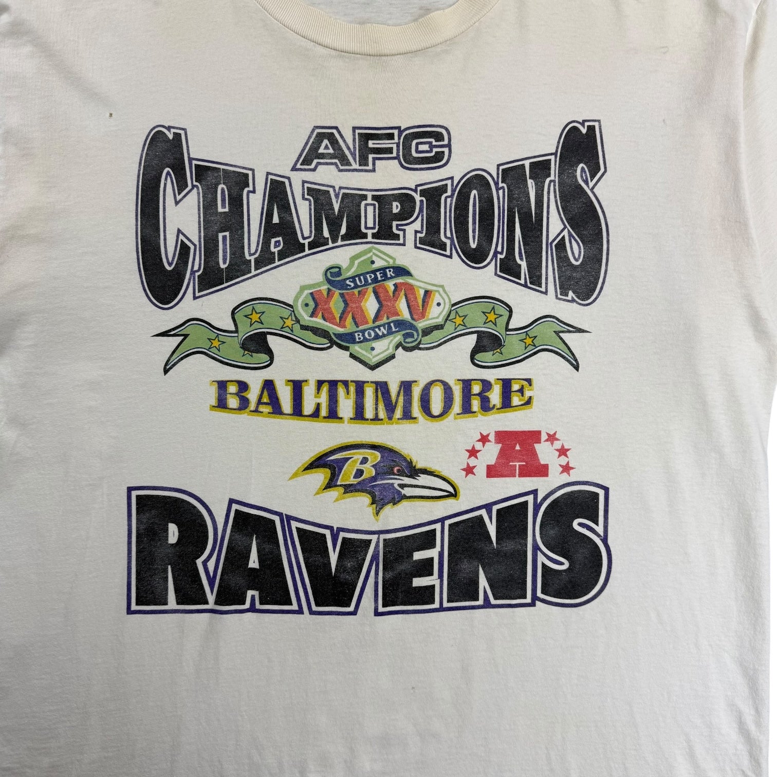 2001 Baltimore Ravens AFC Champions Tee White