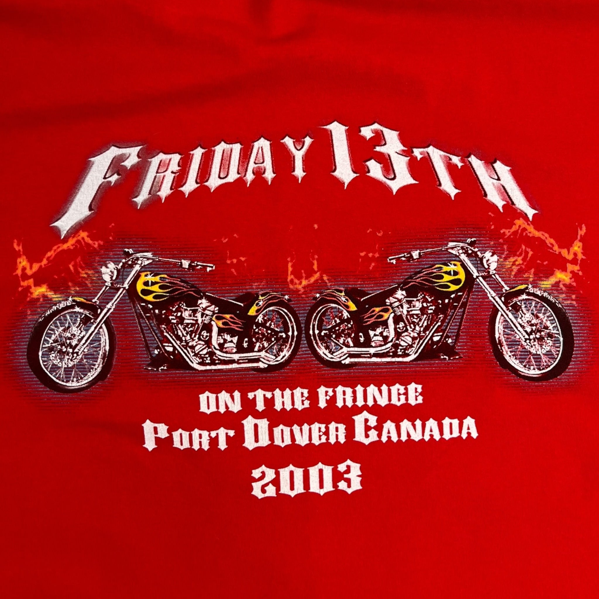 2003 Friday The 13th Port Dover Bike Rally Flame Sleeve T-Shirt