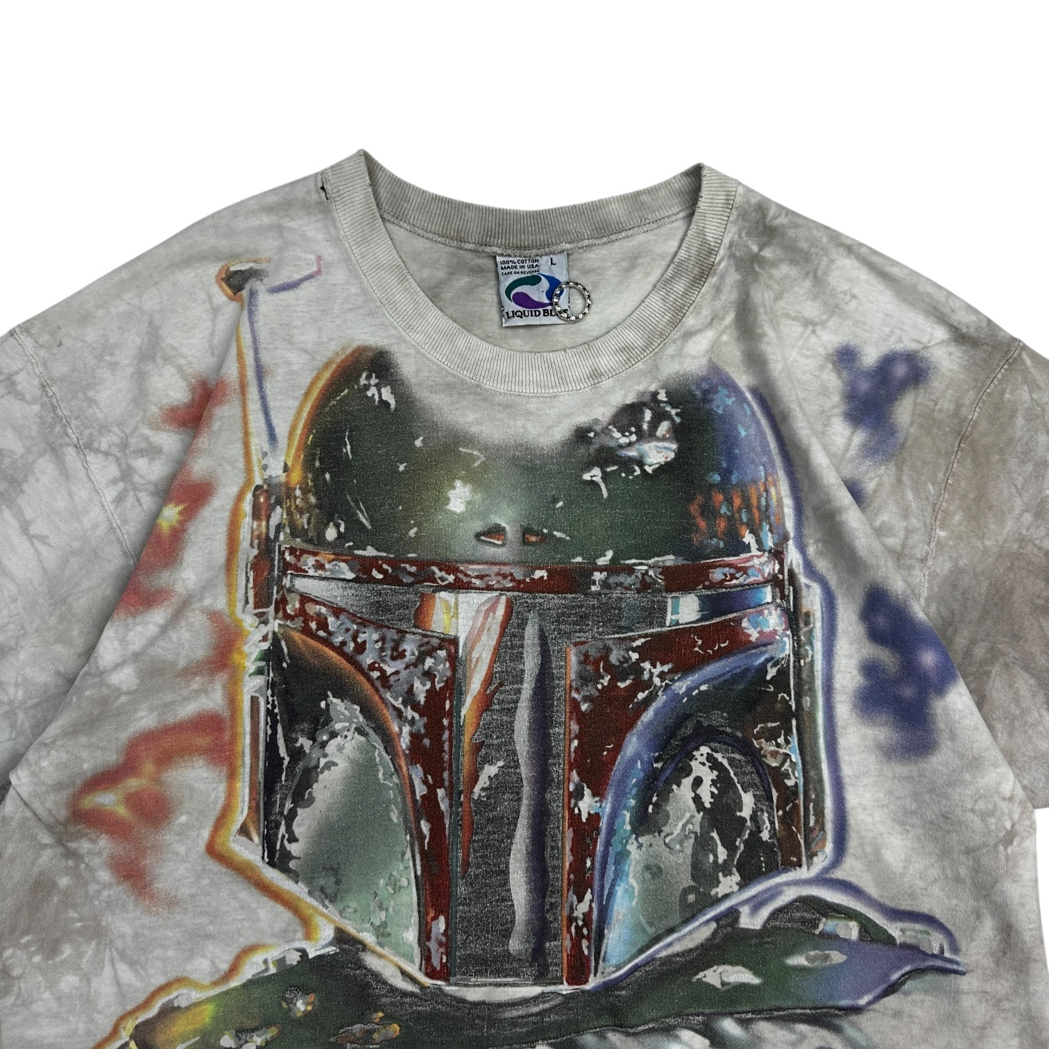 Vintage Liquid Blue Star Wars Boba Fett T-Shirt