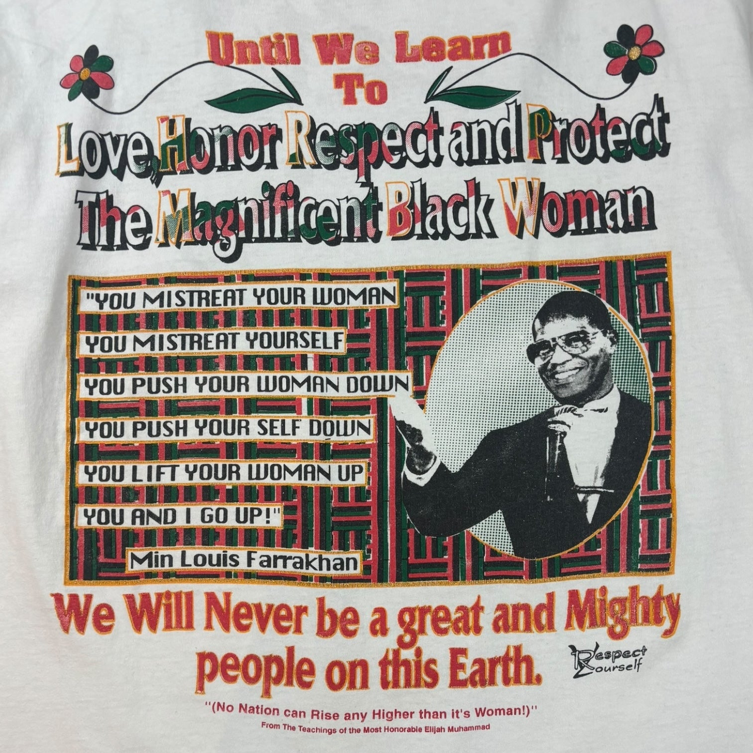 Vintage Min Louis Farrakhan “Until We Learn” T-Shirt White