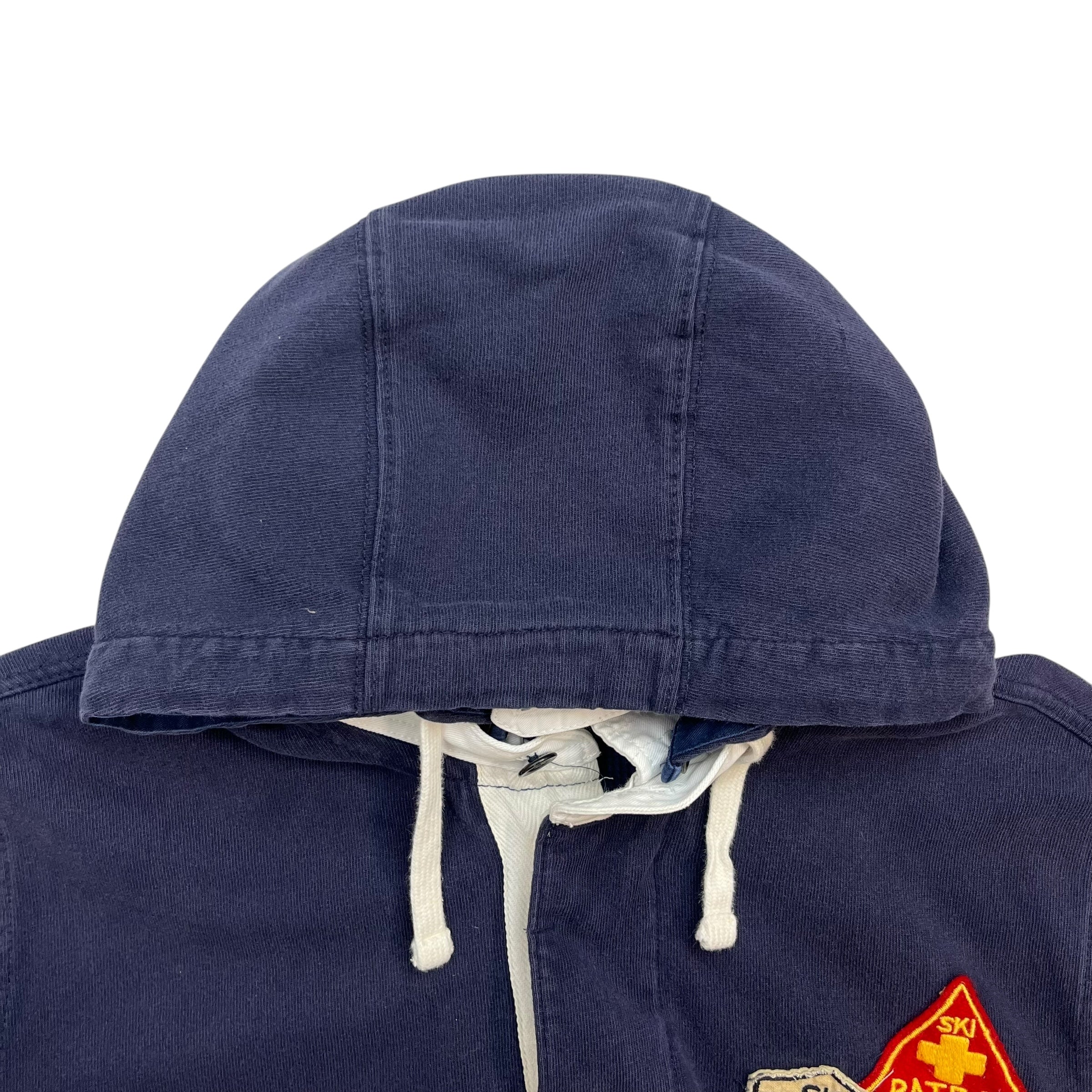 Vintage Polo Ralph Lauren Hooded Rugby Shirt Navy Blue/White