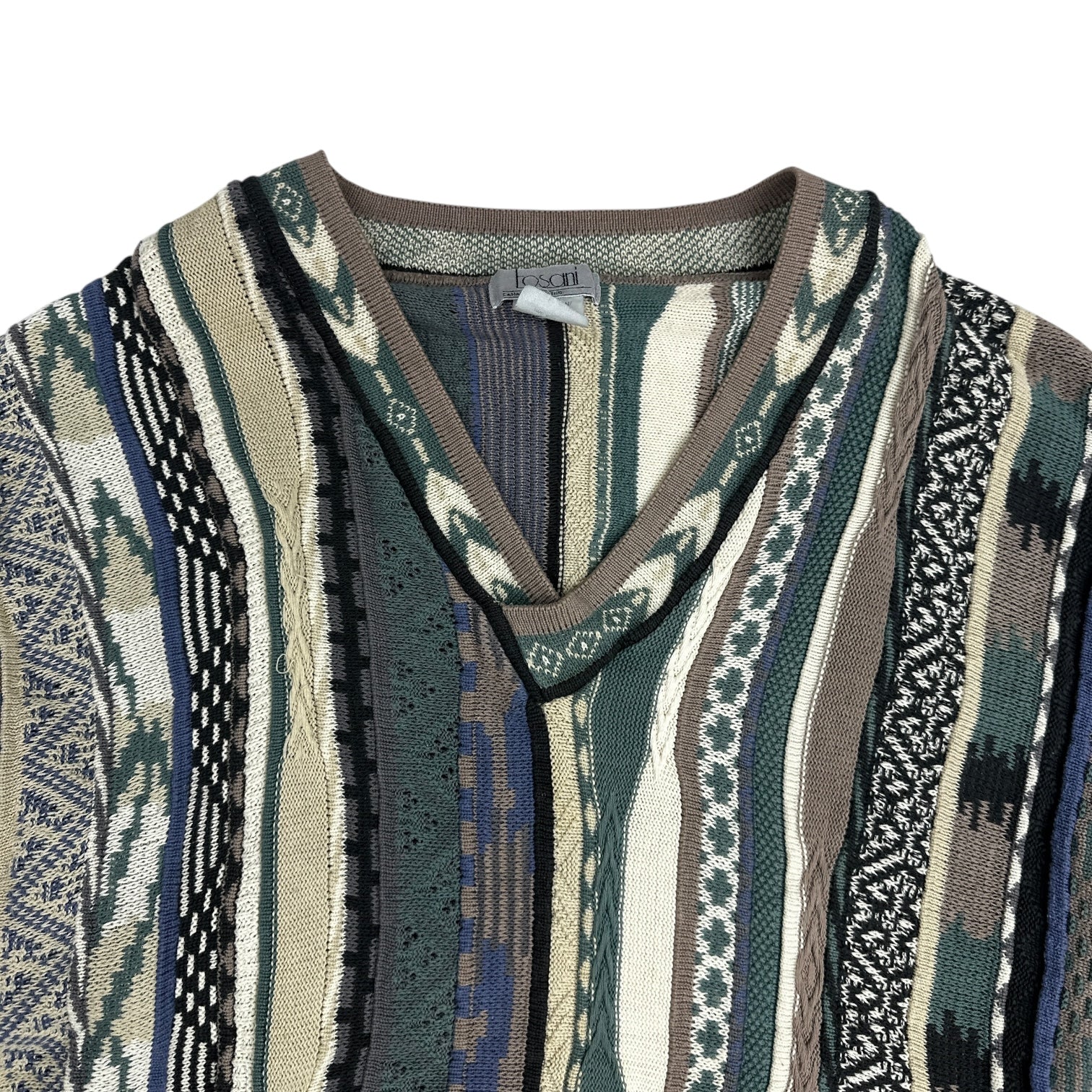 Vintage Tosani V Neck 3D Knit Sweater