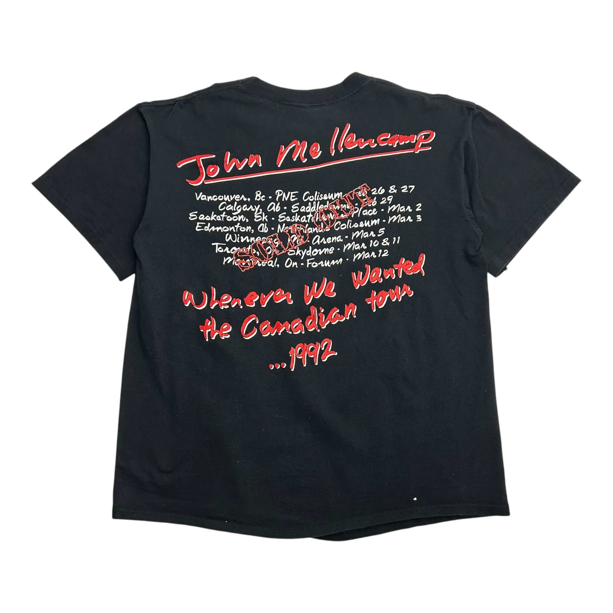 1992 John Cougar Mellencamp Tour Tee Black