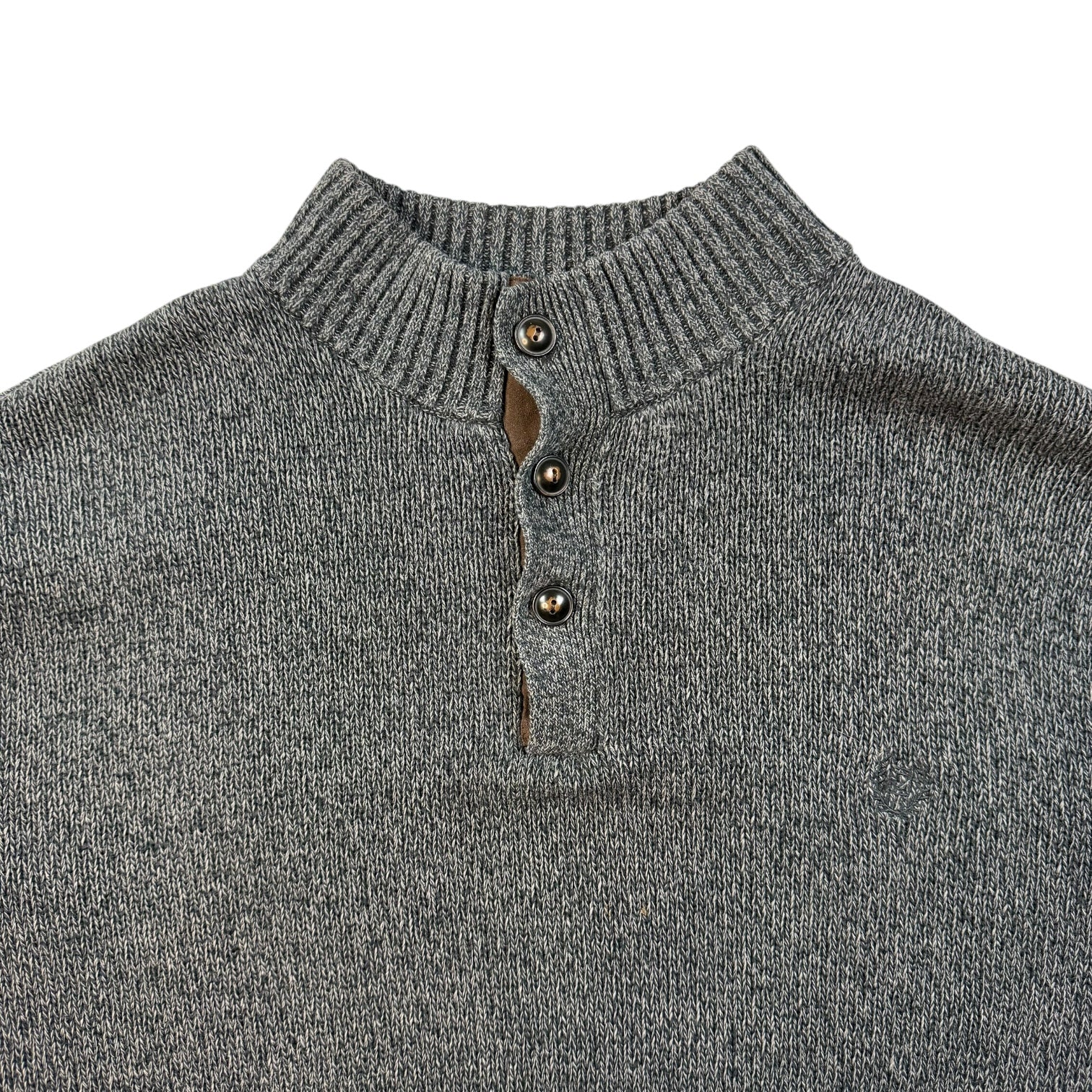 Vintage Chaps Knit Button Up Sweater Grey