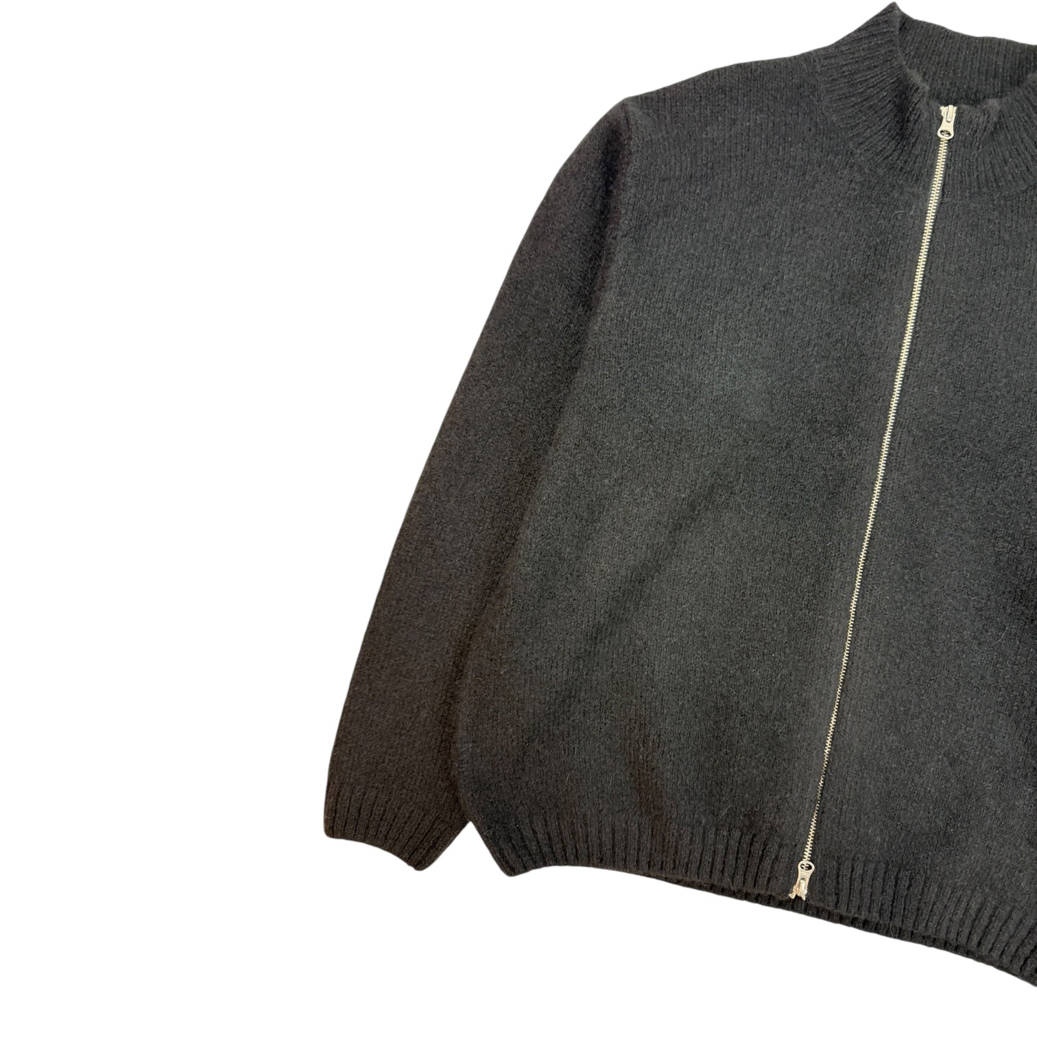 Stussy Brushed Mock Neck Zip-Up Sweater Black