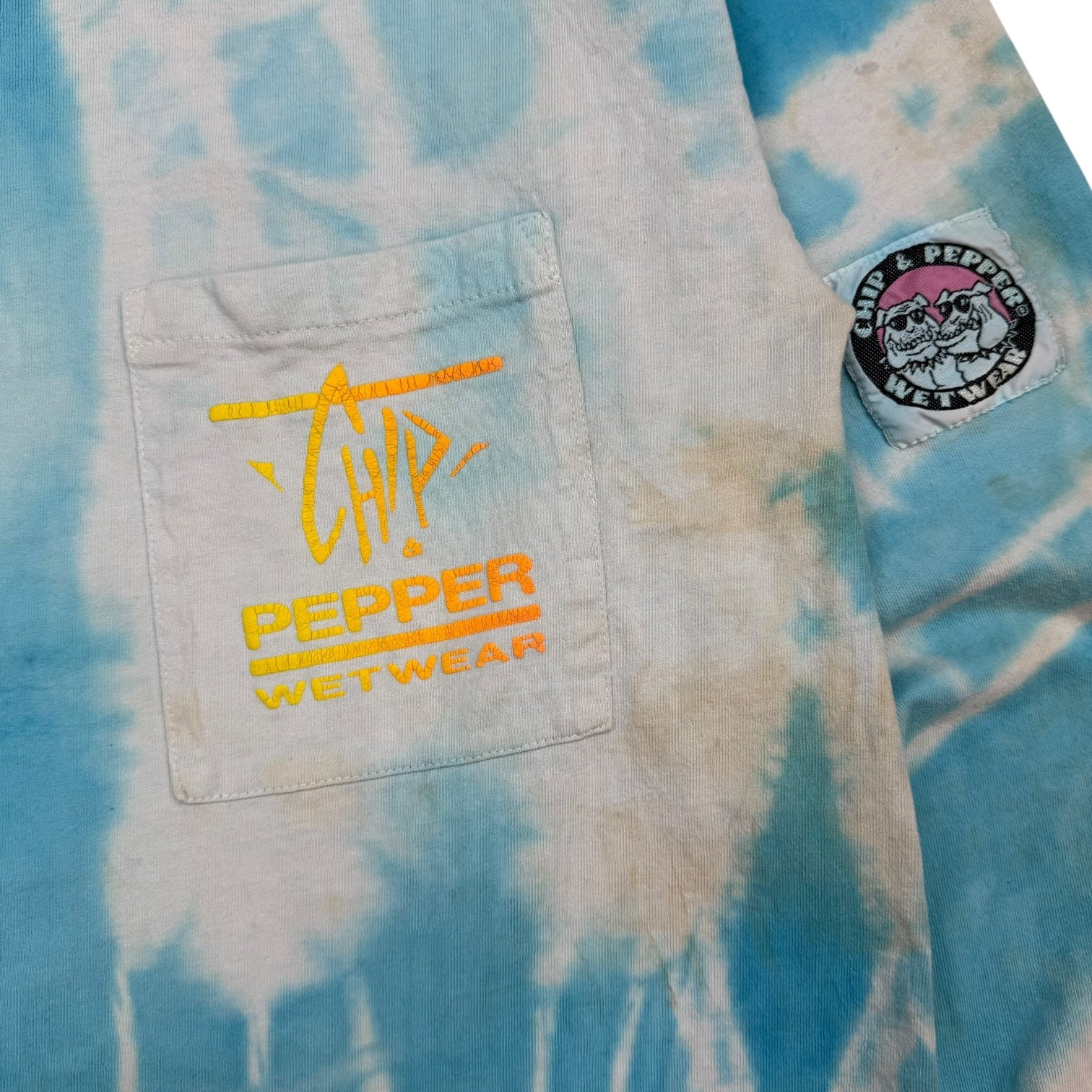 Vintage Chip & Pepper Wet Wear Tie Dye L/S Tee Blue/White