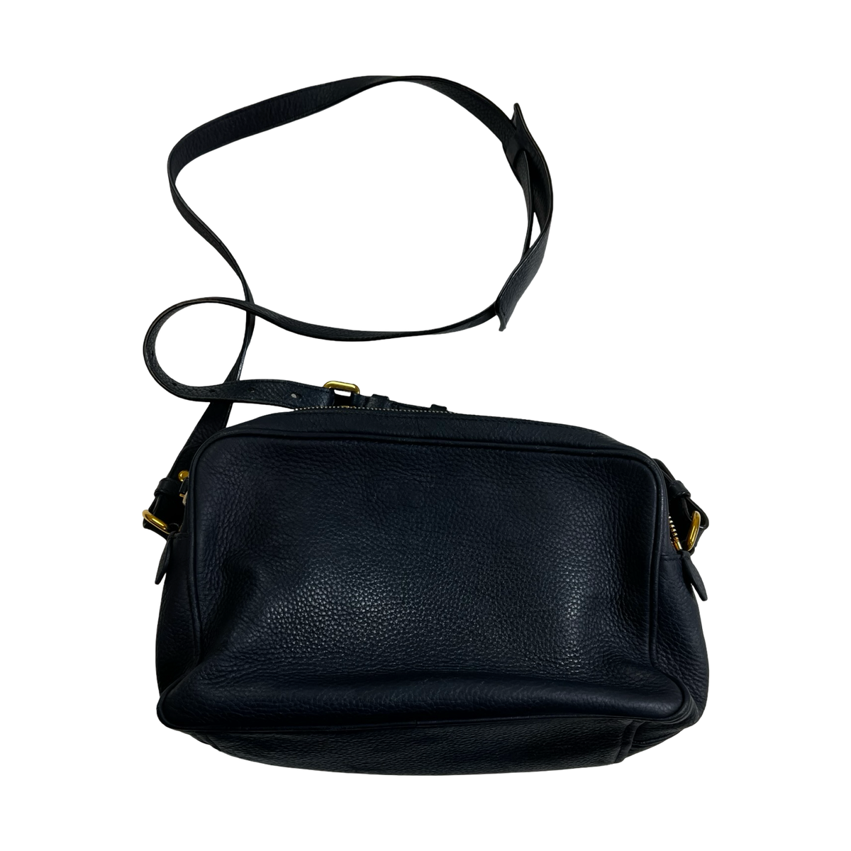 Prada Vitello Daino Double Zip Camera Bag Navy