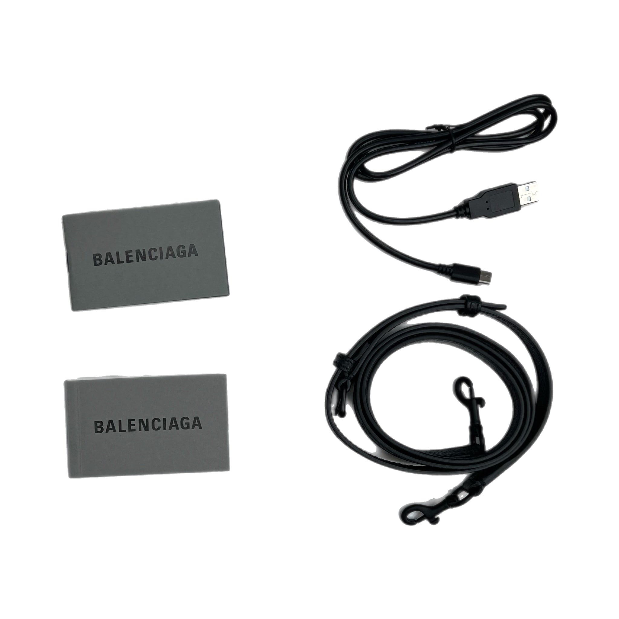 Balenciaga Calf Skin LED Logo Projector Bag Black